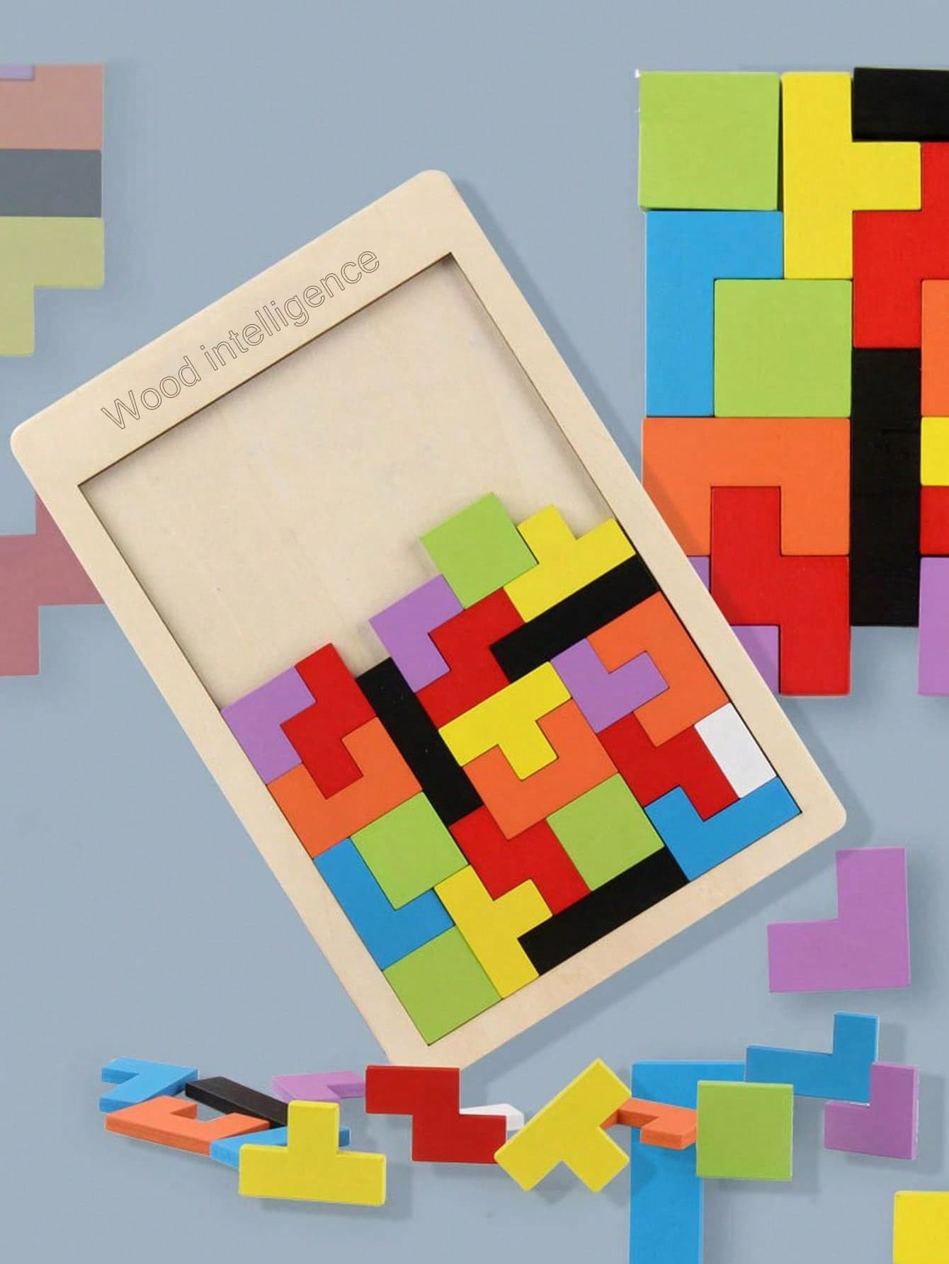 1set Bamboo Puzzle Set, Funny Geometric Shaped Block Puzzle Toy Set For Adults & Kids,Block Toy,Stocking Fillers Kids>Decompression Toys,Games For Teens,Kid Games,Kids Toys>Decompression Toys,Jenga