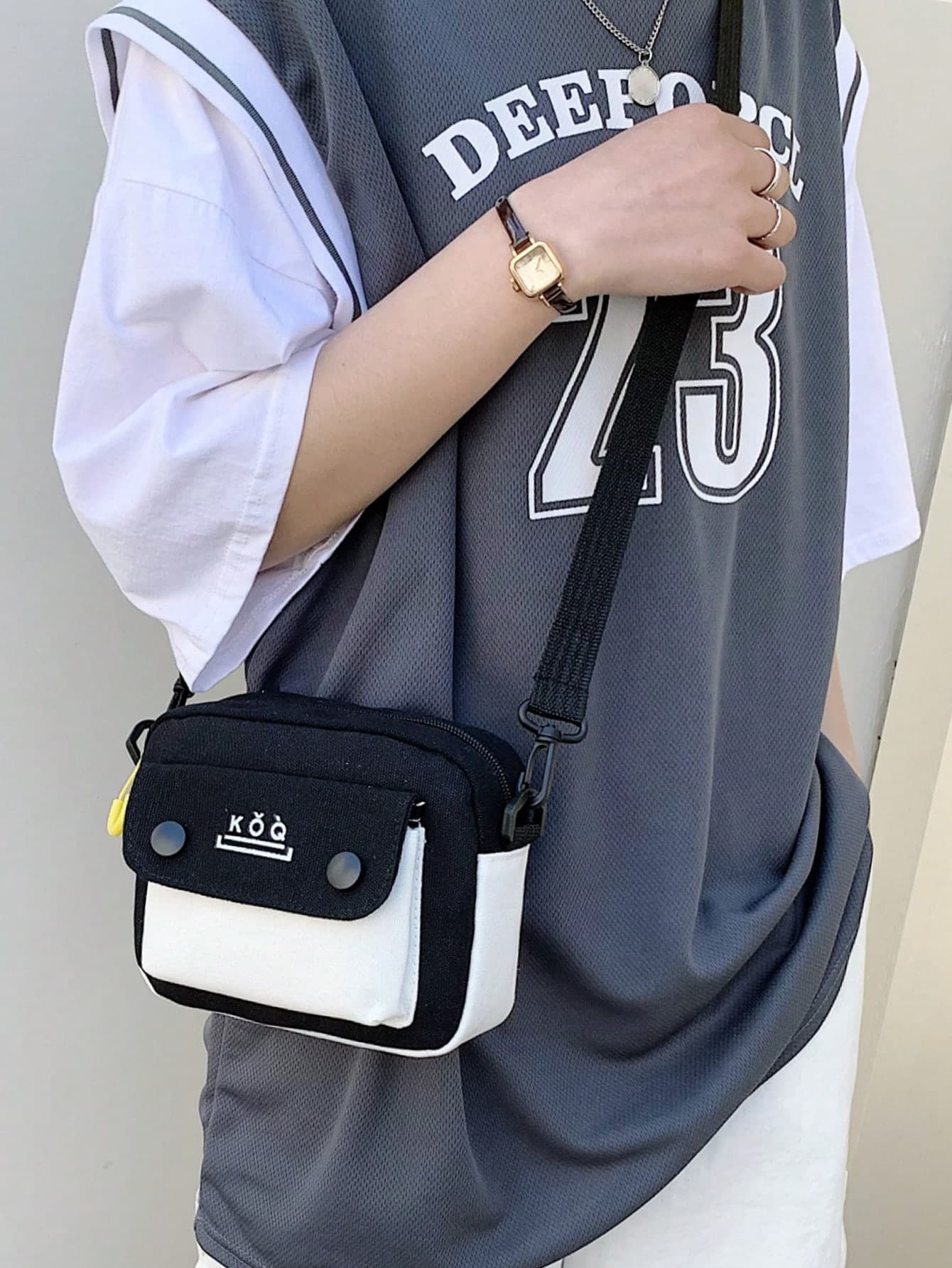 Korean/European Style Casual Canvas Shoulder Bag, Contrast Color Crossbody Bag, Messenger Bag Phone Bag , Valentines Gifts, Valentine Day,Y2k