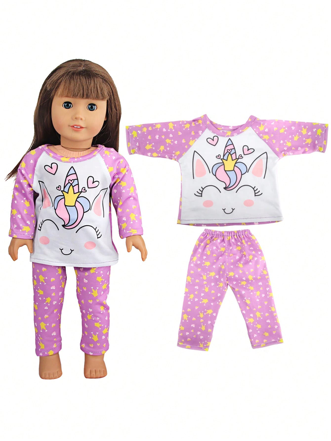 1pc 18-Inch Doll Clothes, Cute Cartoon Pattern Doll Pajamas, Birthday Or Festival Gift For Little Girls And Boys, Suitable For 18-Inch Girl Or Boy Dolls And Other Doll Accessories,Room Decoration