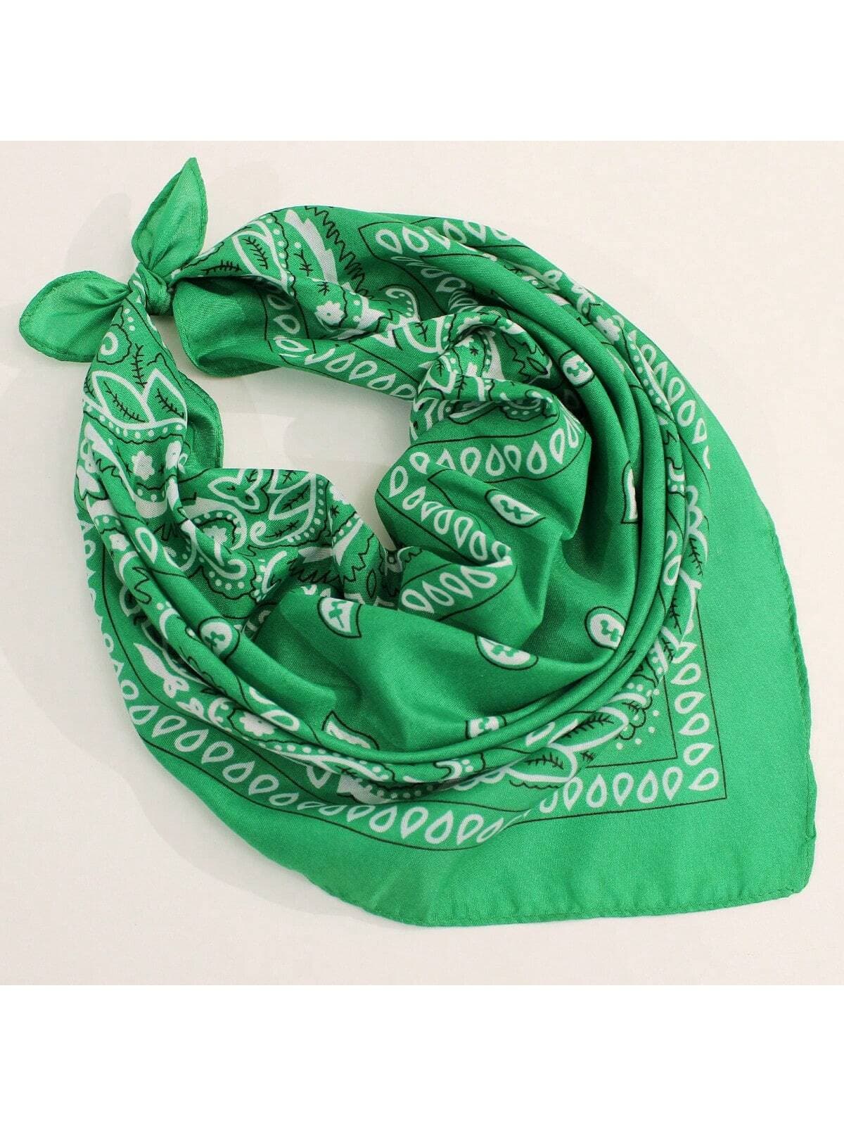 Women's Plant Print Boho Style Square Scarf, Suitable For Daily Wear, Holiday