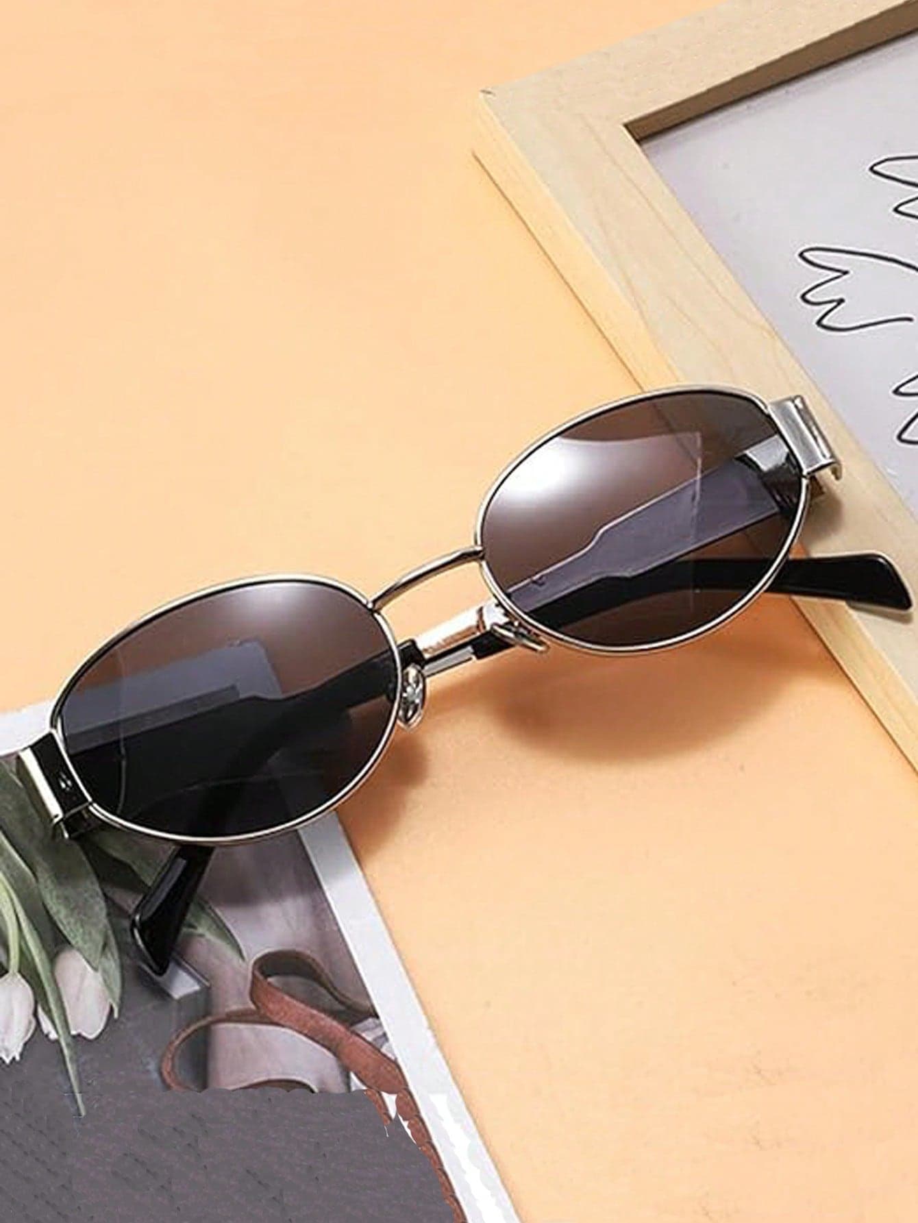 1 Pair Women's Vintage Oval Small Frame Fashion Glasses, Elegant Elegant Accessory For Daily Wear