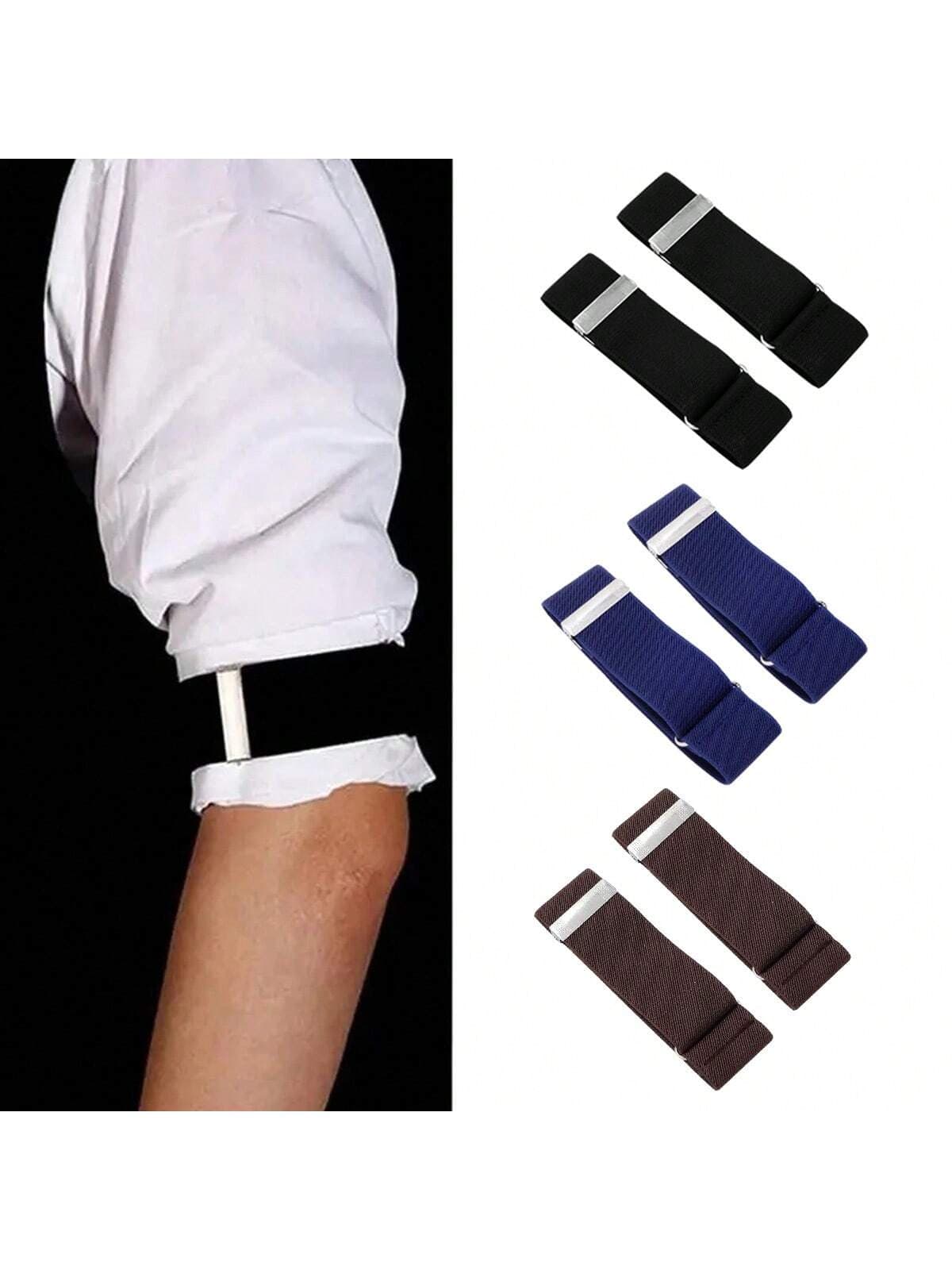 1 Pair Men's Solid Color Fashion Shirt Sleeve Garters, Bartender Arm Bands Sleeve Straps