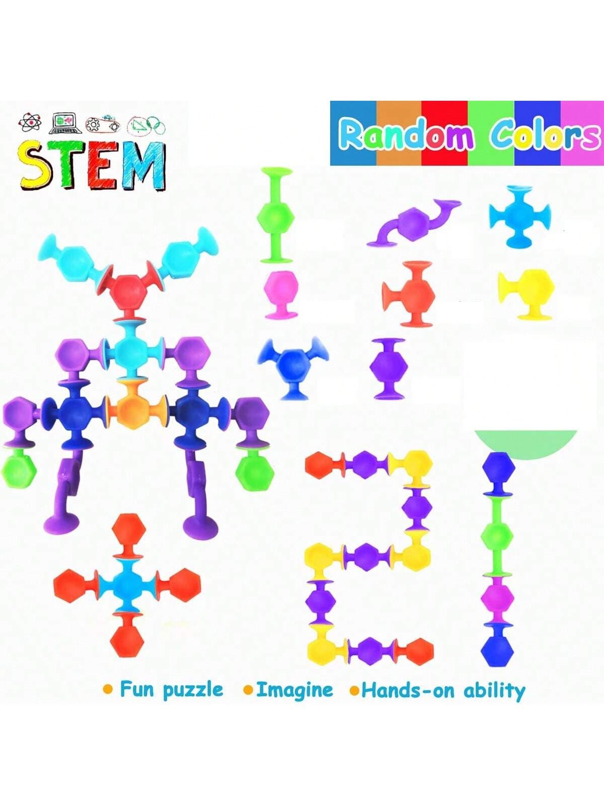 24pcs Suction Cup Toy Set: Educational Stress Relief, Bath Building Blocks - Soft Silicone Building Block Set Gift - Fun Travel Toys, Bath Toys, Children Toys, Travel Toys, Children Toys, Bath Toys, Children Toys