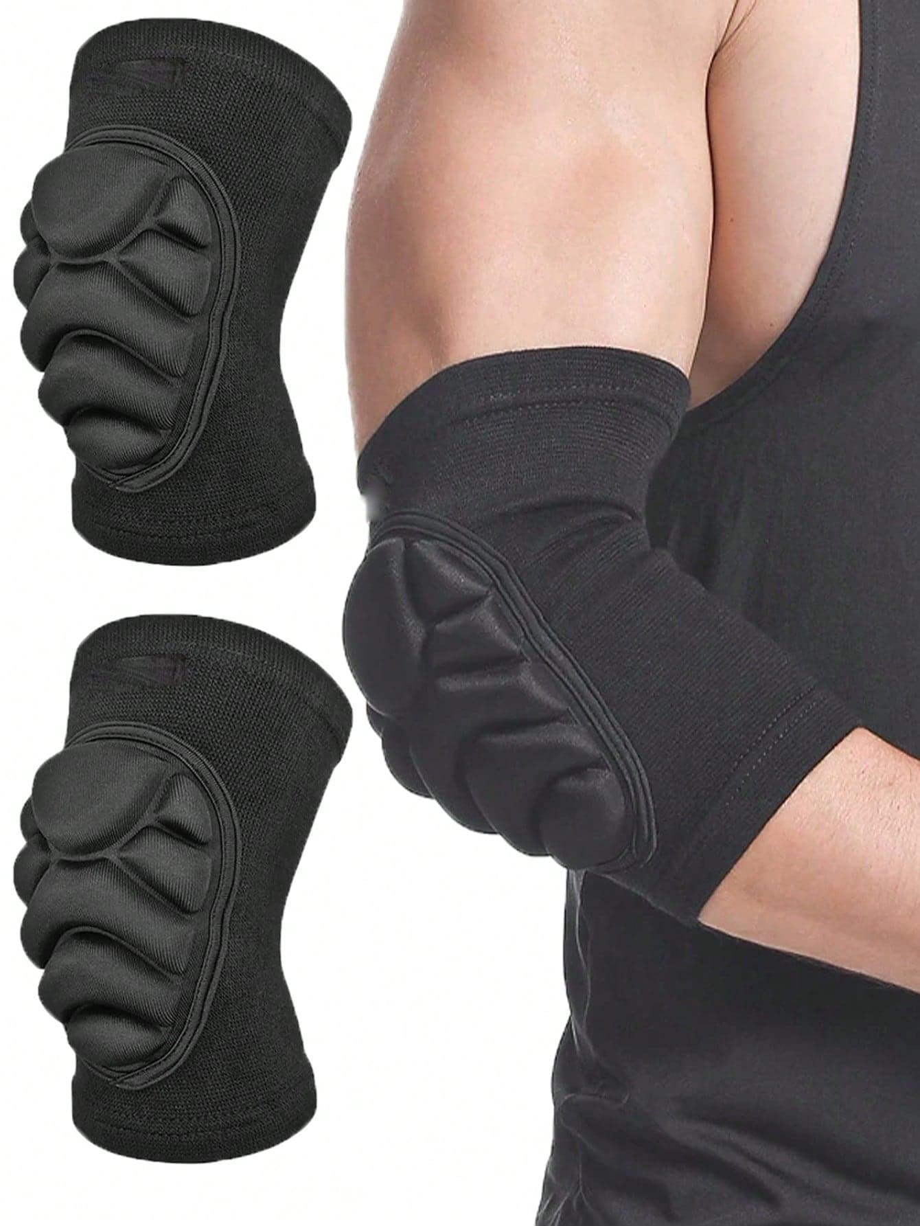 1 Pair Black S/M/L/XL Summer Outdoor Sports Elbow Sleeve - High Elastic Foam Anti-Slip Anti-Collision Elbow Pad, Unisex