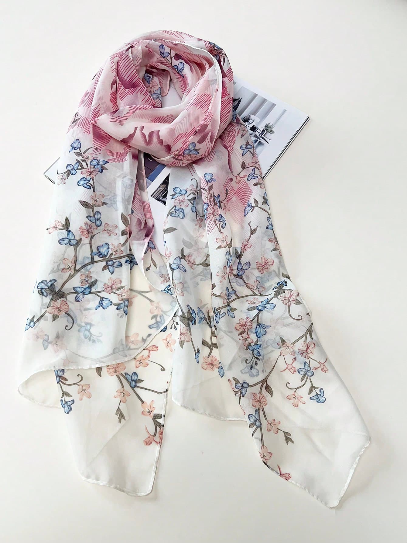 1pc Women Fashionable Thin Printed Scarf/Headscarf, Suitable For Daily Wear
