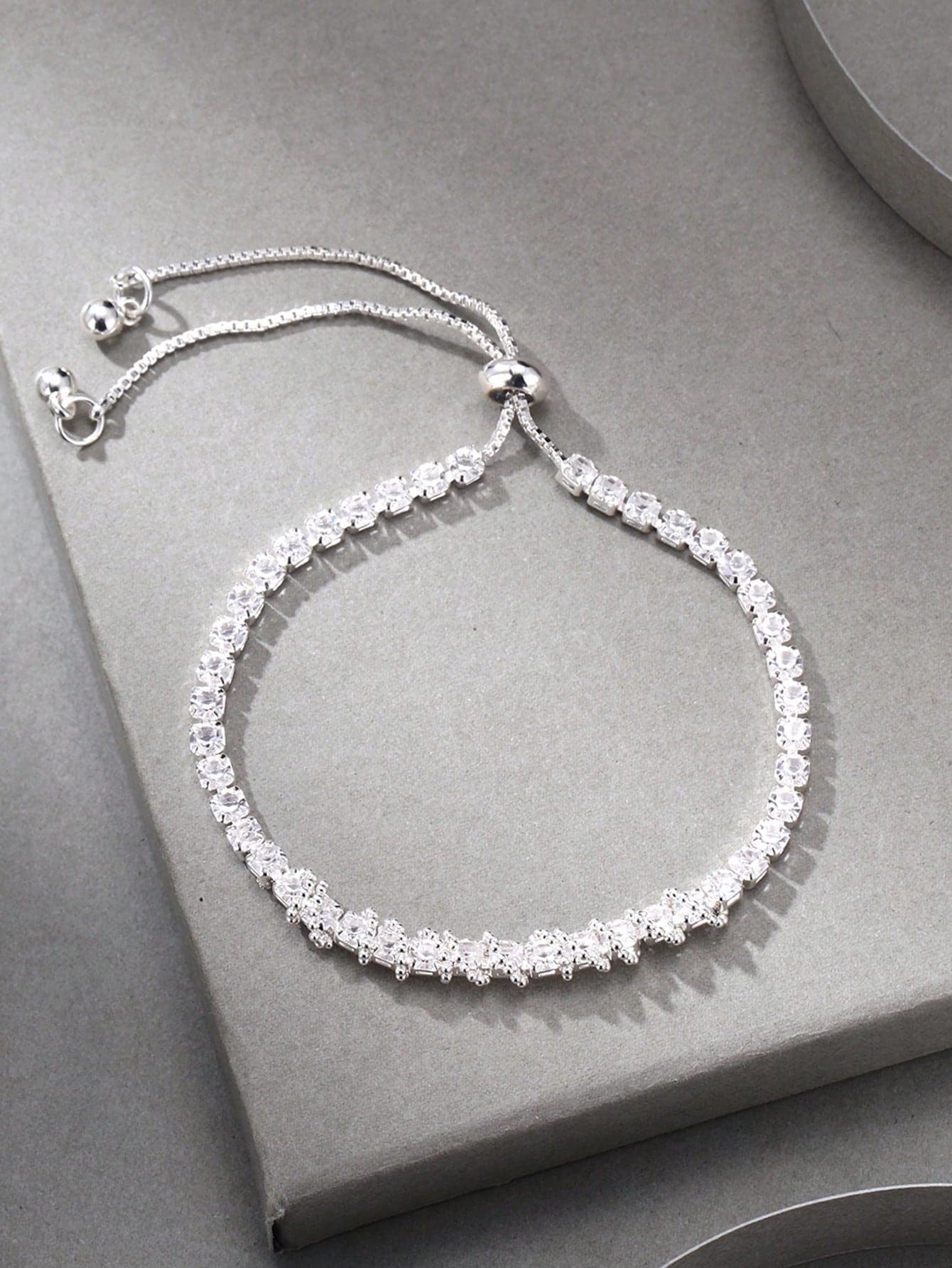 1pc Elegant & Gorgeous & Minimalist Gemstone Chain Adjustable Bracelet For Women To Match Various Occasions Such As Festival, Birthday, Date, Party, Wedding, Holiday, Shopping, Daily Wear, Work