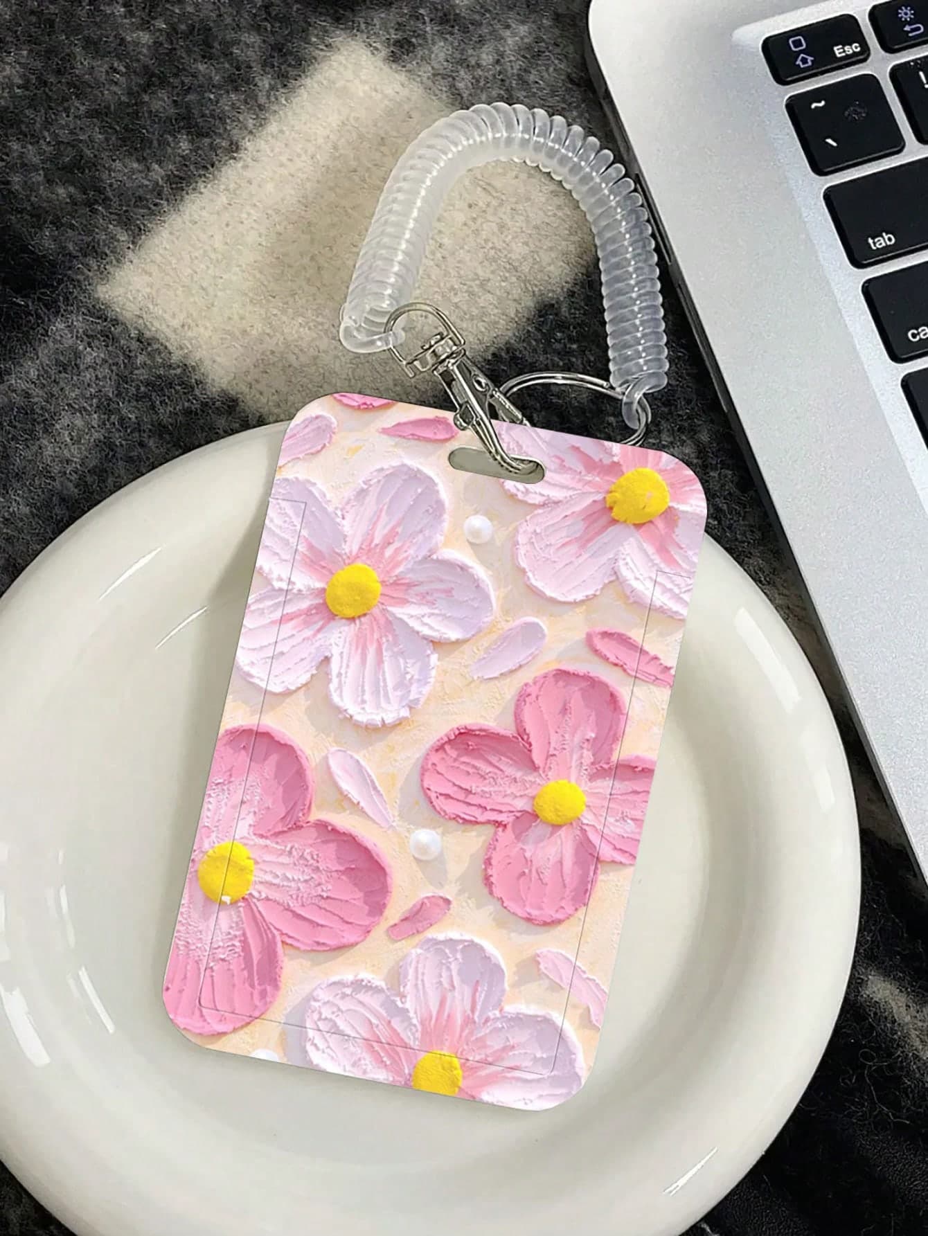 1pc Cartoon Student Card Holder With Stretchable Elastic String For Campus, Meal, Transit, Work Cards Back To School