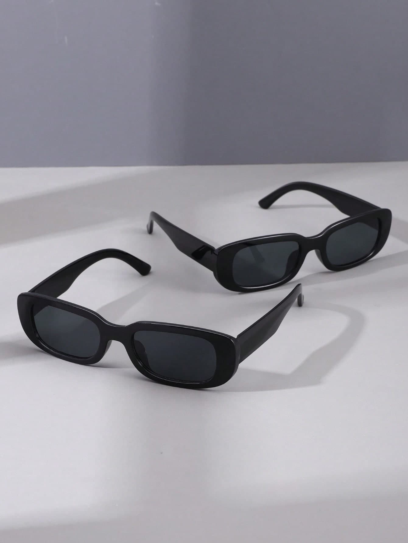 2pcs/Set Stylish Y2k Square Frame Cute Daily Vintage Sports Fashion Eyewear Beach Accessories Glasses Shades For Summer Beach Vacation,Outdoor,Travel