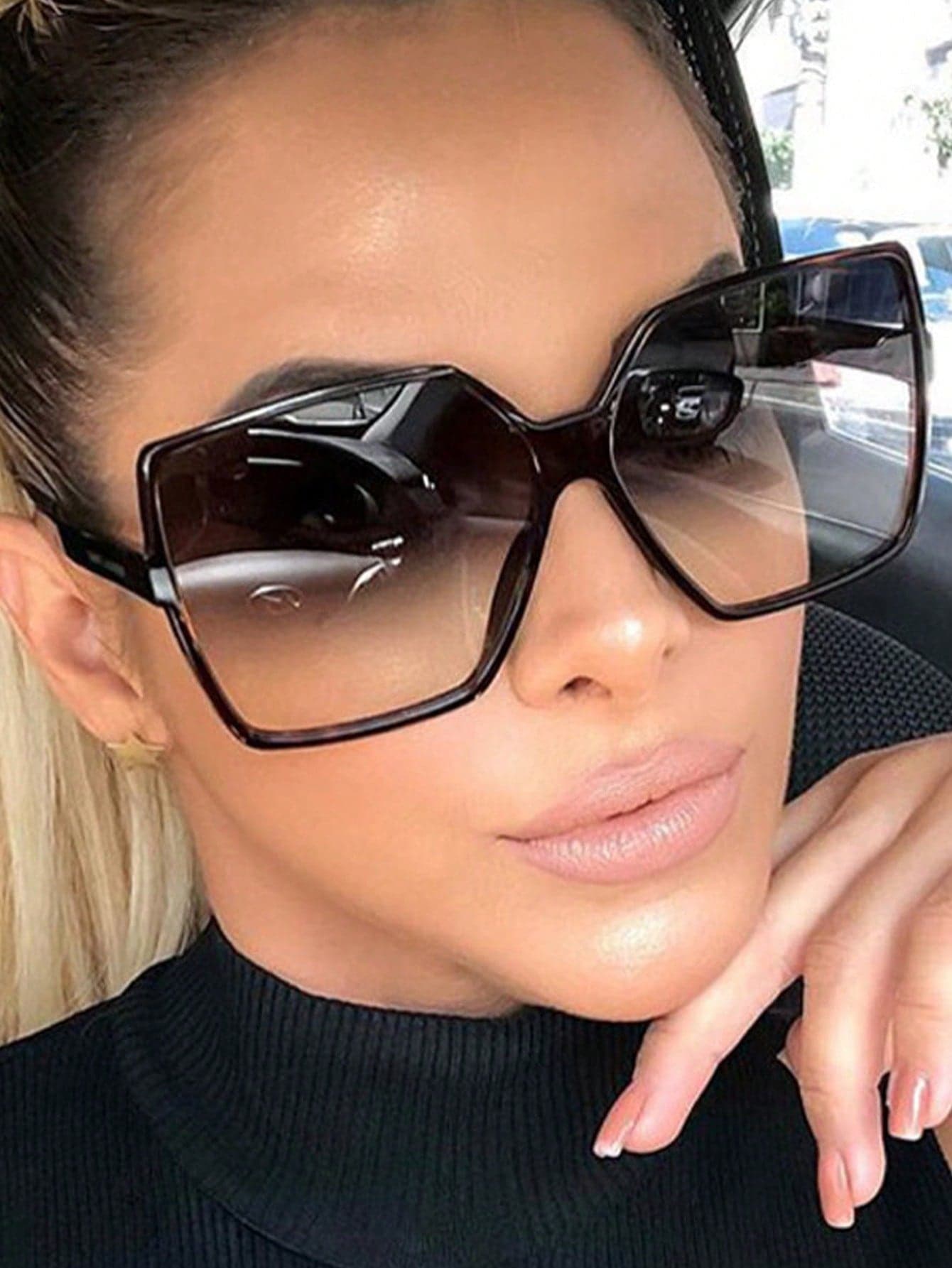 1 Pair European And American Style Oversized Y2K Frame Fashion Glasses, Women's, Suitable For Driving, Summer Beach Vacation, Outdoor Activities, Travel. Casual Square Frame, Suitable For Outings, Back To School Season.