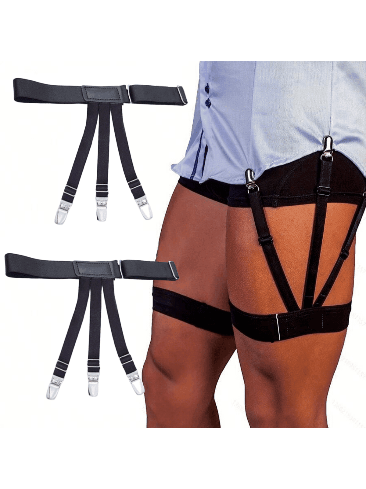 2pcs/Set Adjustable Men's Shirt Stays With Non-Slip Locking Clamps - Keep Your Shirt Tucked In All Day! Harness Halloween For Going Out Outfit Wedding Party And For Gift Autumn-Winter Accessories Halloween Costume,Suitable For Teens, Youth,Men,Casual, Outdoor, Athletic, Vacation, Graduation Gifts, Birthday, Daily Wear