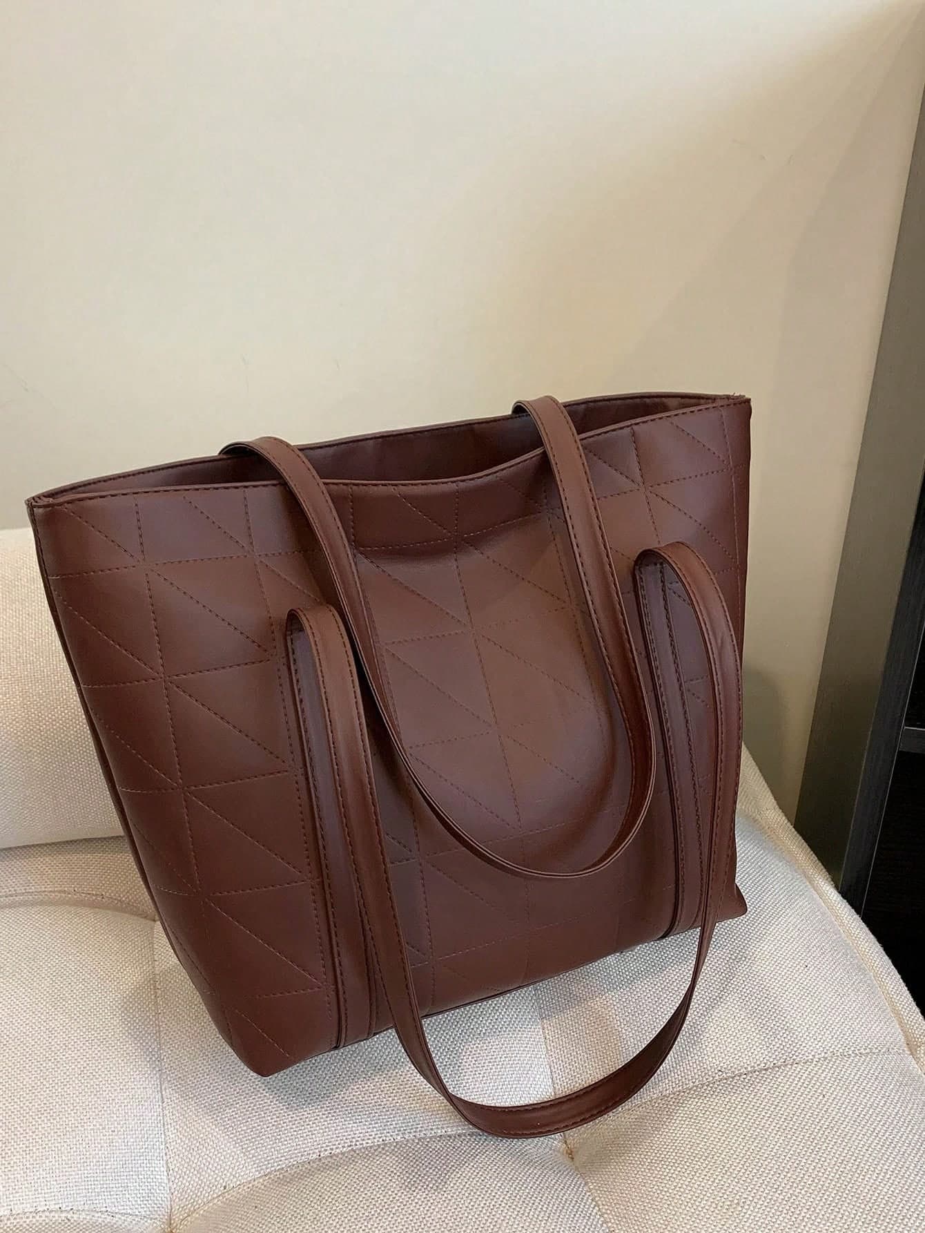 Fashionable Texture & All-Match Solid Color Tote Bag