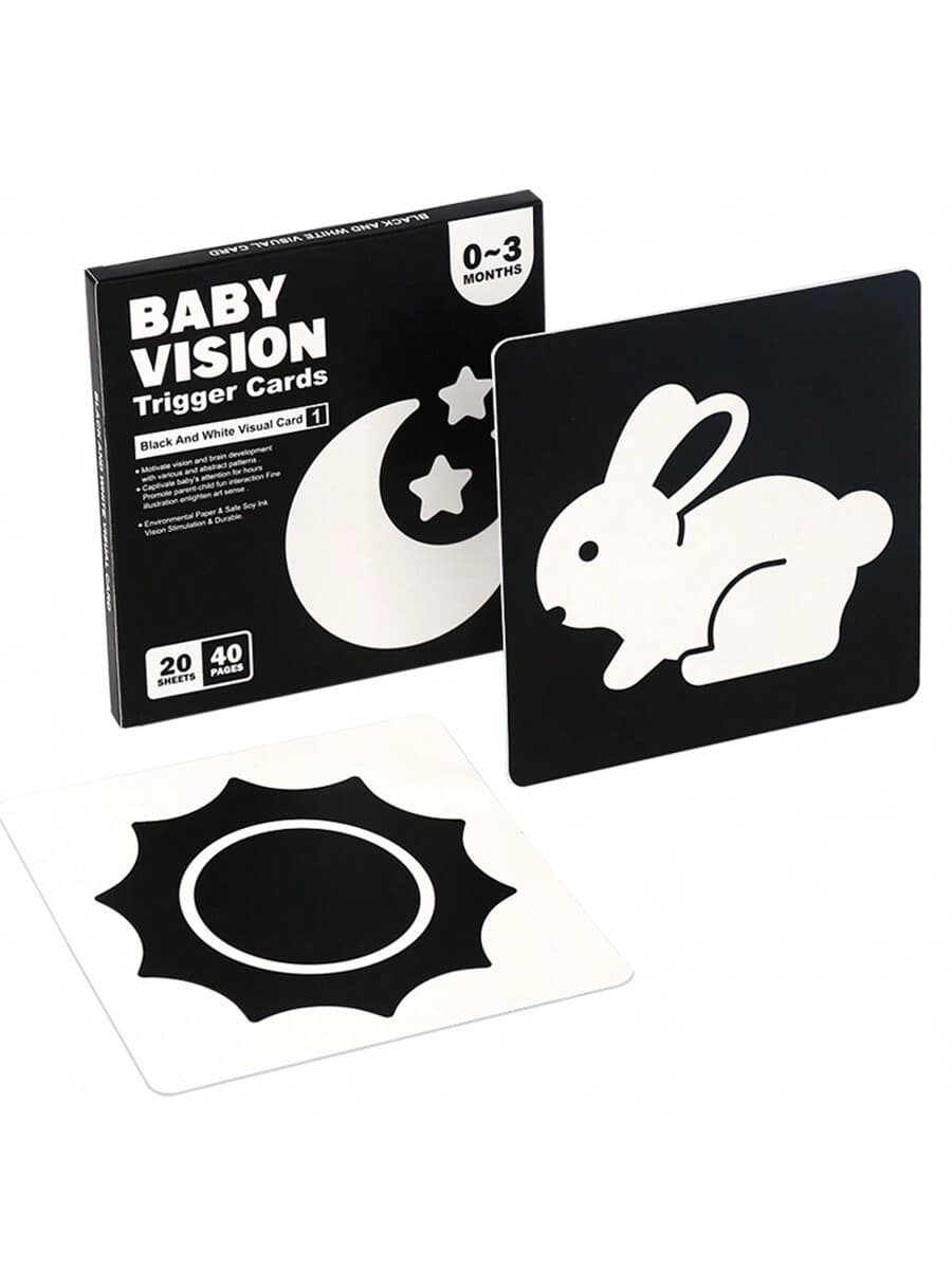 Black And White Visual Training Cards For Infants 0-3 Months, 3-6 Months, 6-12 Months, Newborn Baby Vision Development Cards, Vision Tracking Cards