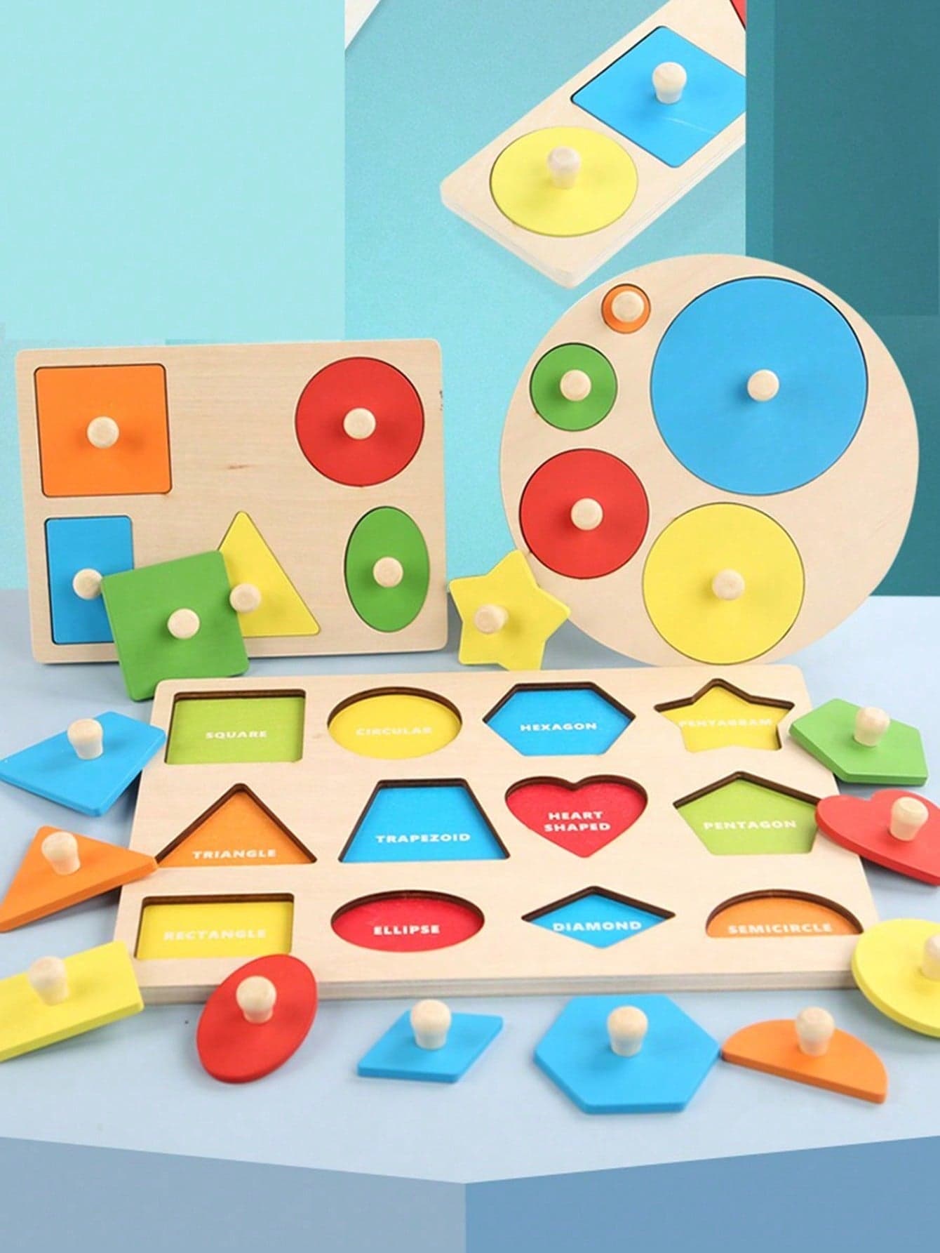 Montessori Early Education Hand Grab Board Puzzle For Infants And Children Shape Matching Panel 1. Puzzle Toys For Babies Aged 3-4 And A HalfSchool, Student,Stationery,School Supplies