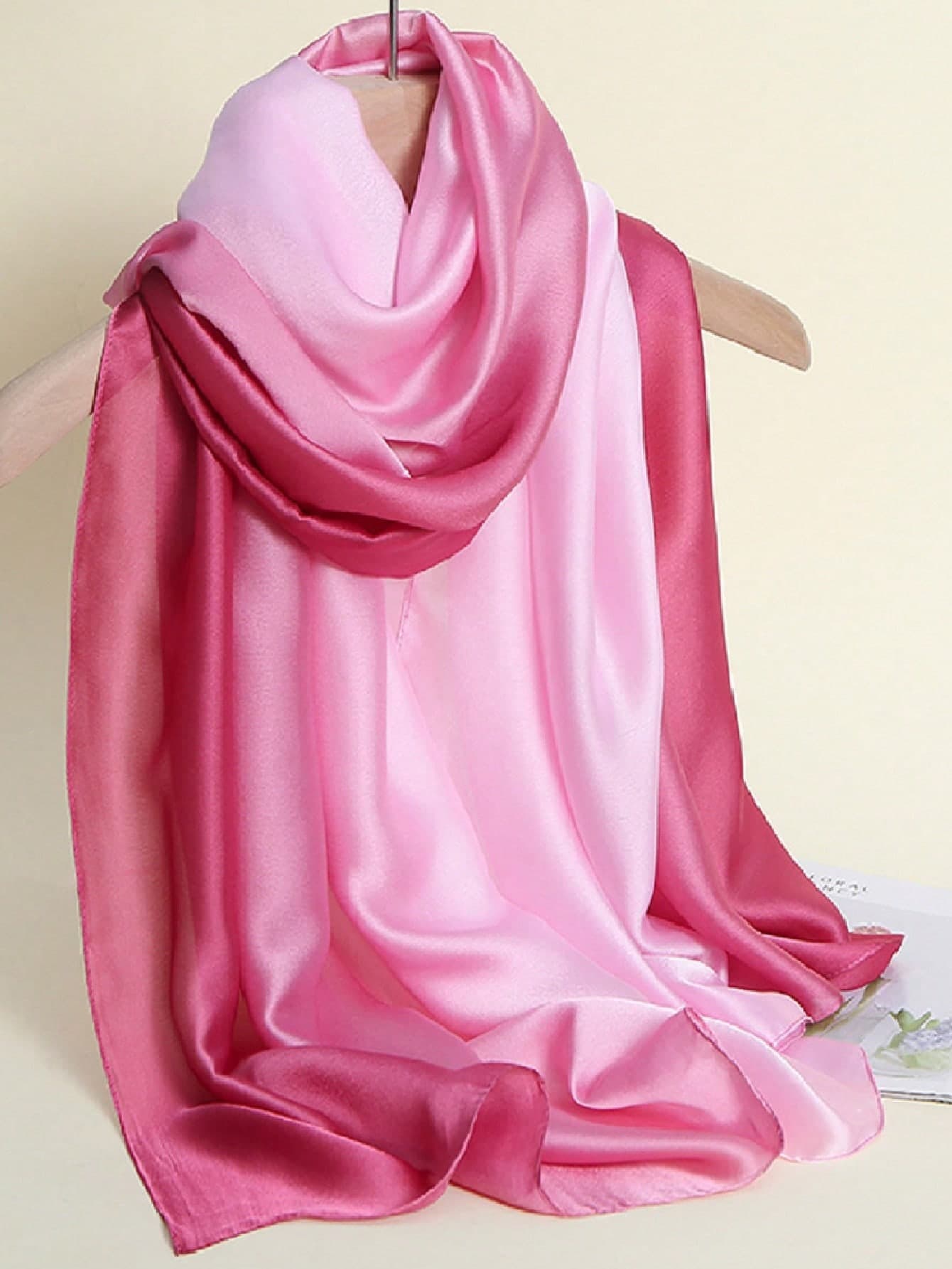 1pc New Satin Ombre Hand-Painted Shawl Scarf Bandana,Hair Band,Head Band Ideal For Dressing Up Your Look