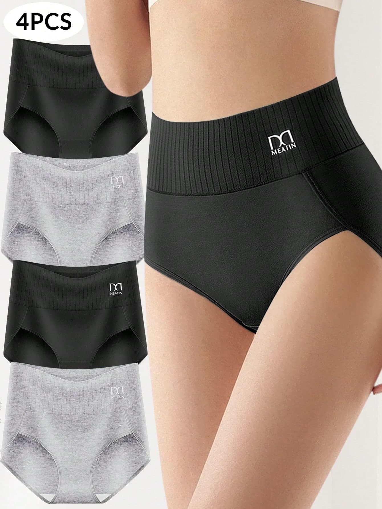 MEIYATING 4pcs Pack Women High Waist Underwear With Tummy Control