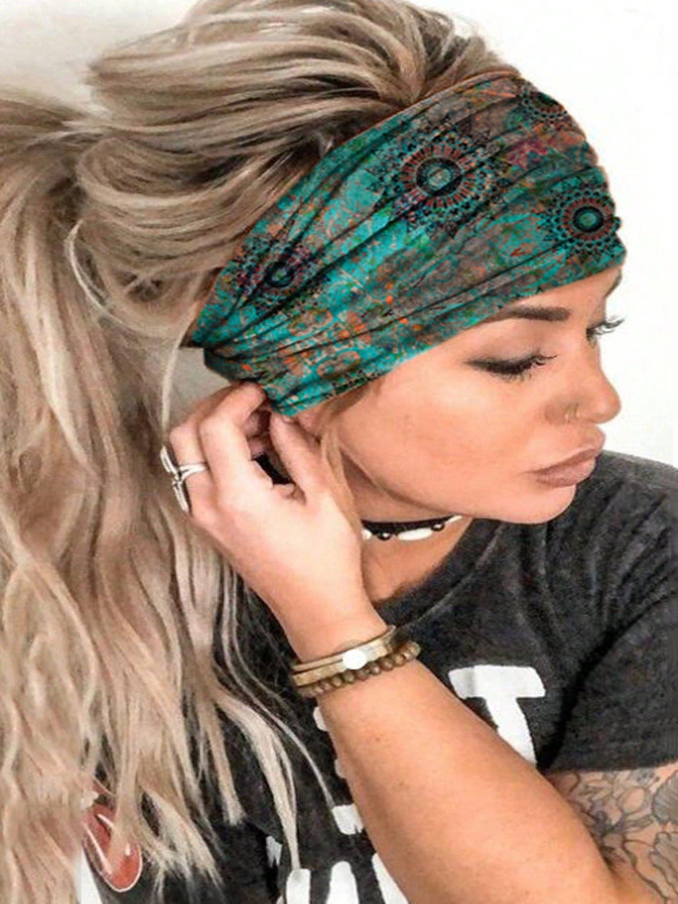 1pc Bohemia Style Wide Headband For Sports, Fitness, Yoga, Sweat Absorption Street,Gym Hair Band Turban Headband Sweatband, Hairband Fall Winter Hair Accessories For Women For Vacation Outfits Woman Elegant Scarf Women Bandanas Soft Headwrap Summer Boho Holiday Essential Accessories,Travel,Festival,Party