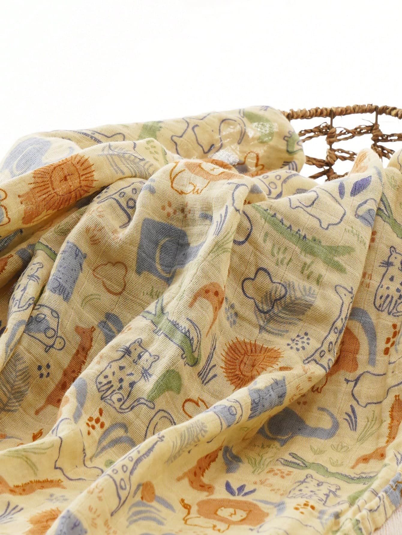 1pc Lion & Elephant Pattern Summer Baby Swaddle Blanket