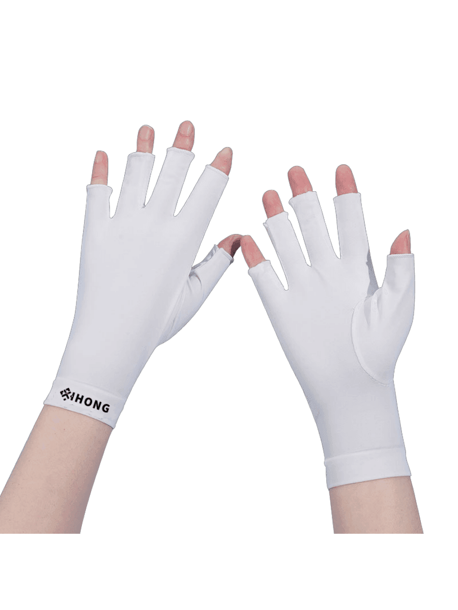 1pc Uv Protection Fingerless Gloves, Solid Color Nail Art Half Finger Summer Elastic Quick-Dry Sunscreen Gloves Suitable For Outdoor Activities