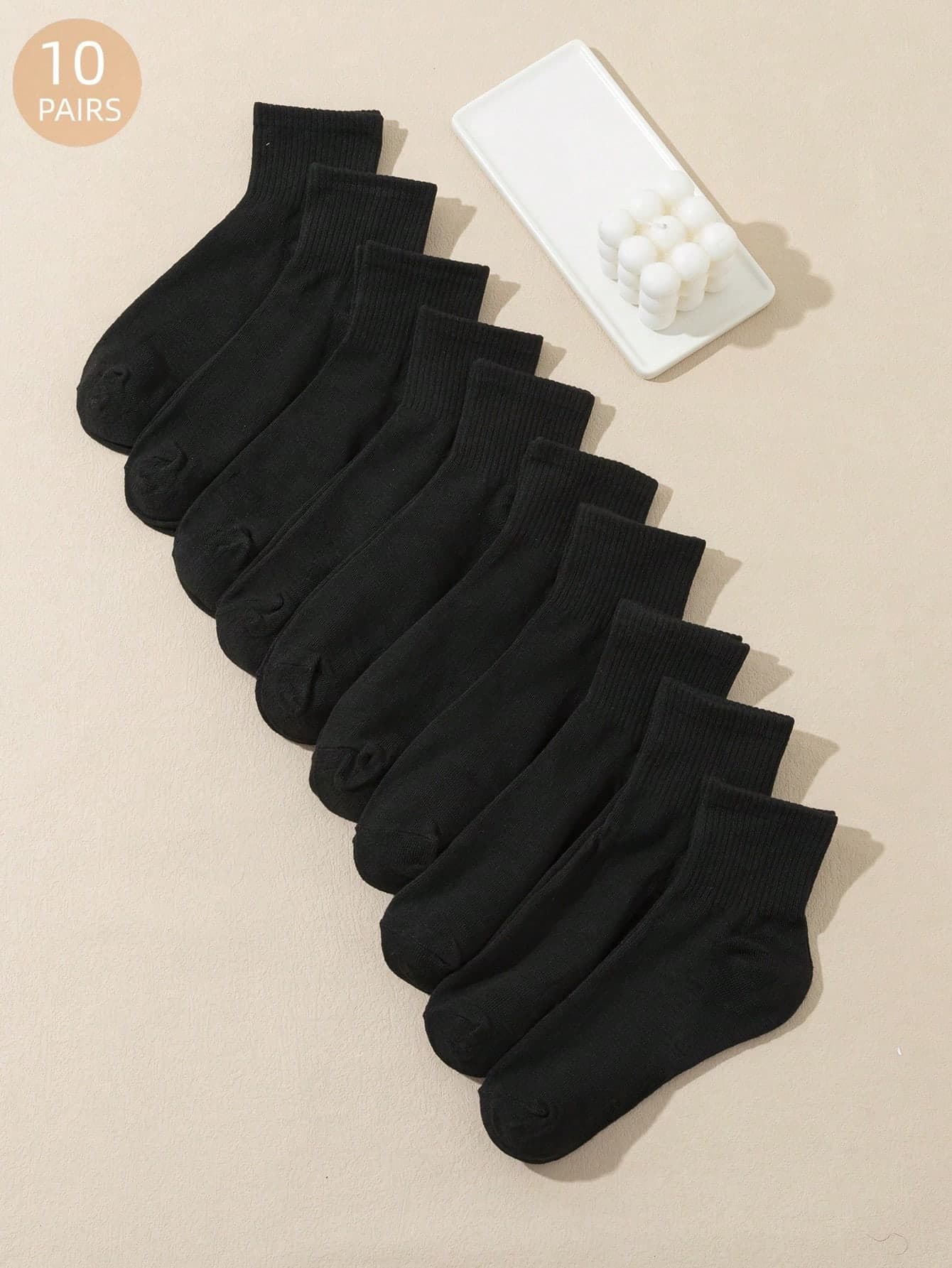 10pairs Breathable Solid Color Mid-Calf Socks For Men, Fall