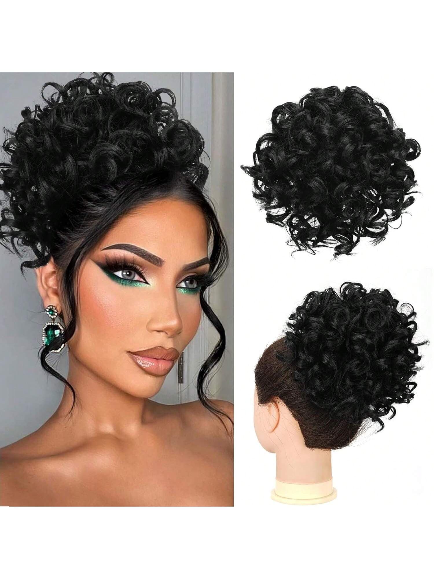 Messy Bun Short Curly Ponytail Hair Extension, Elastic Drawstring Loose Bun Hair Extension, Suitable For Women With Thin Hair, High Temperature Synthetic Fiber Bun Hair Extension