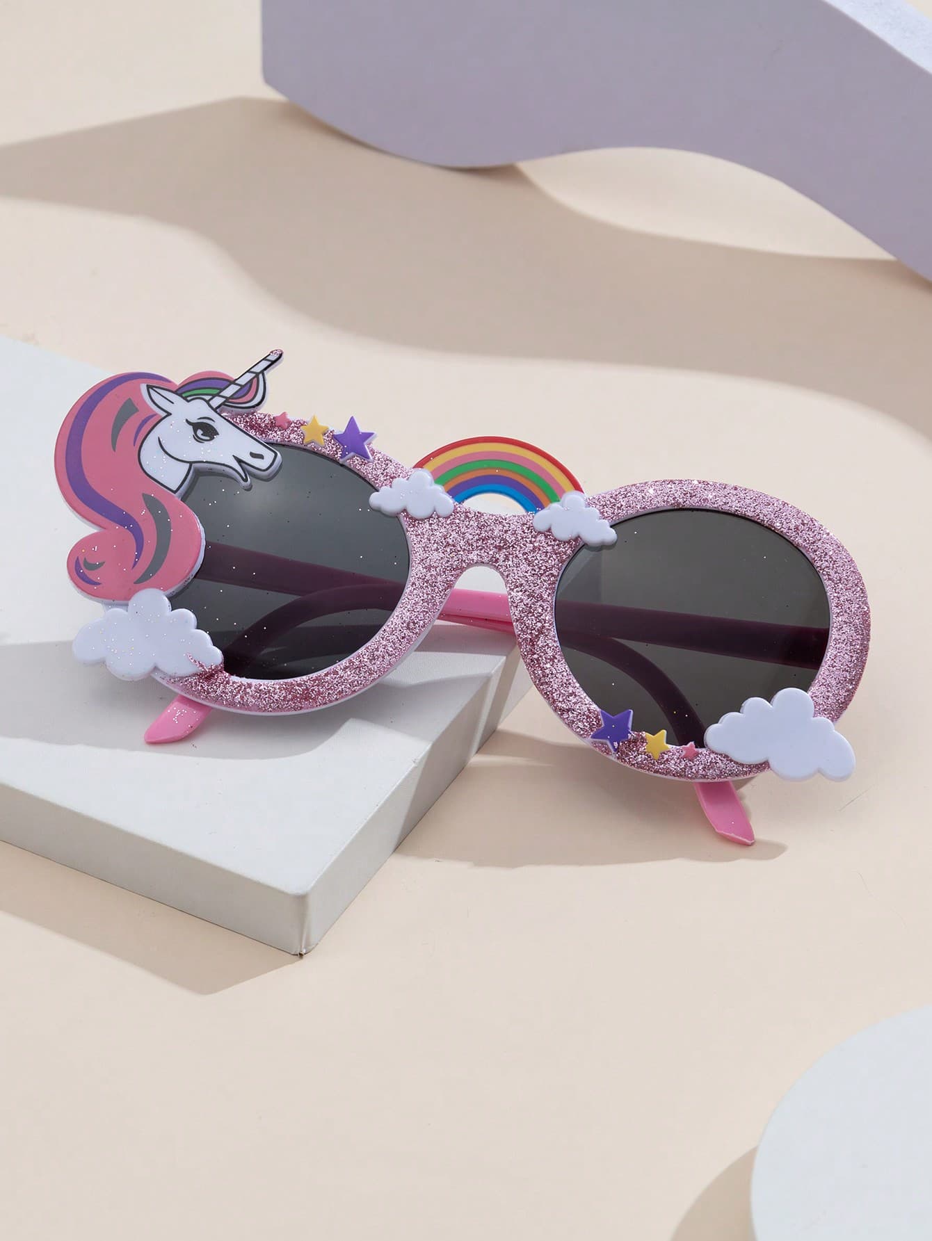 1 Pair Unicorn & Rainbow Oval Decorative Fashion Glasses For Teens