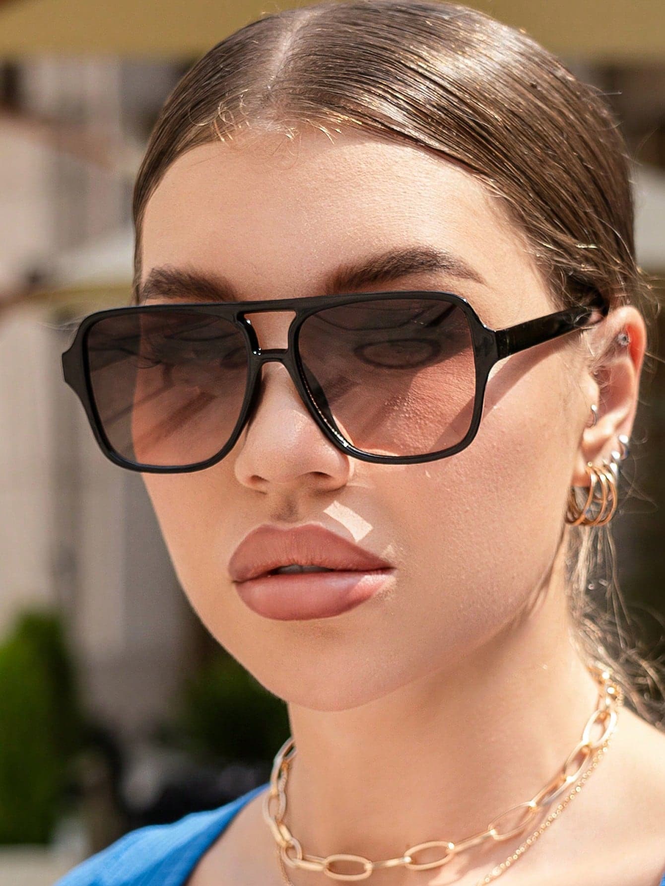 1pc Unisex Square Plastic Aviator Style Fashionable Glasses Shades Beach Accessories Beach Accessories For Women Glasses Shades Basics Fall Winter Women Outfits Clothes Business Casual Gifts For Summer Beach Vacation,Outdoor,Travel
