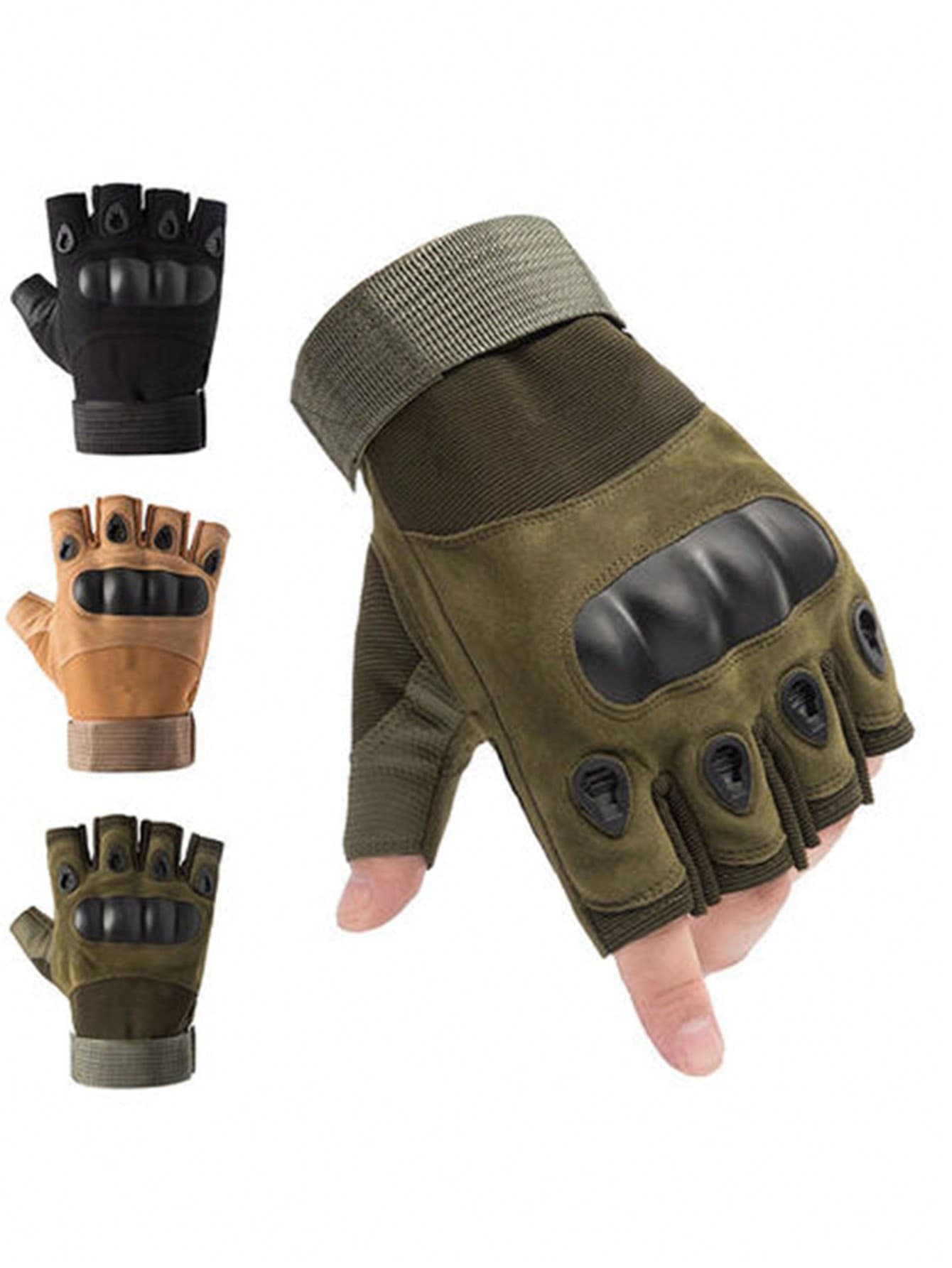 1pair Half Finger Tactical Gloves, Slip-Resistant For Men & Women Outdoor Cycling, Riding, Sports, Anti-Slip, Wear-Resistant, Mountain Climbing, Fitness, Boxing, Training Gloves