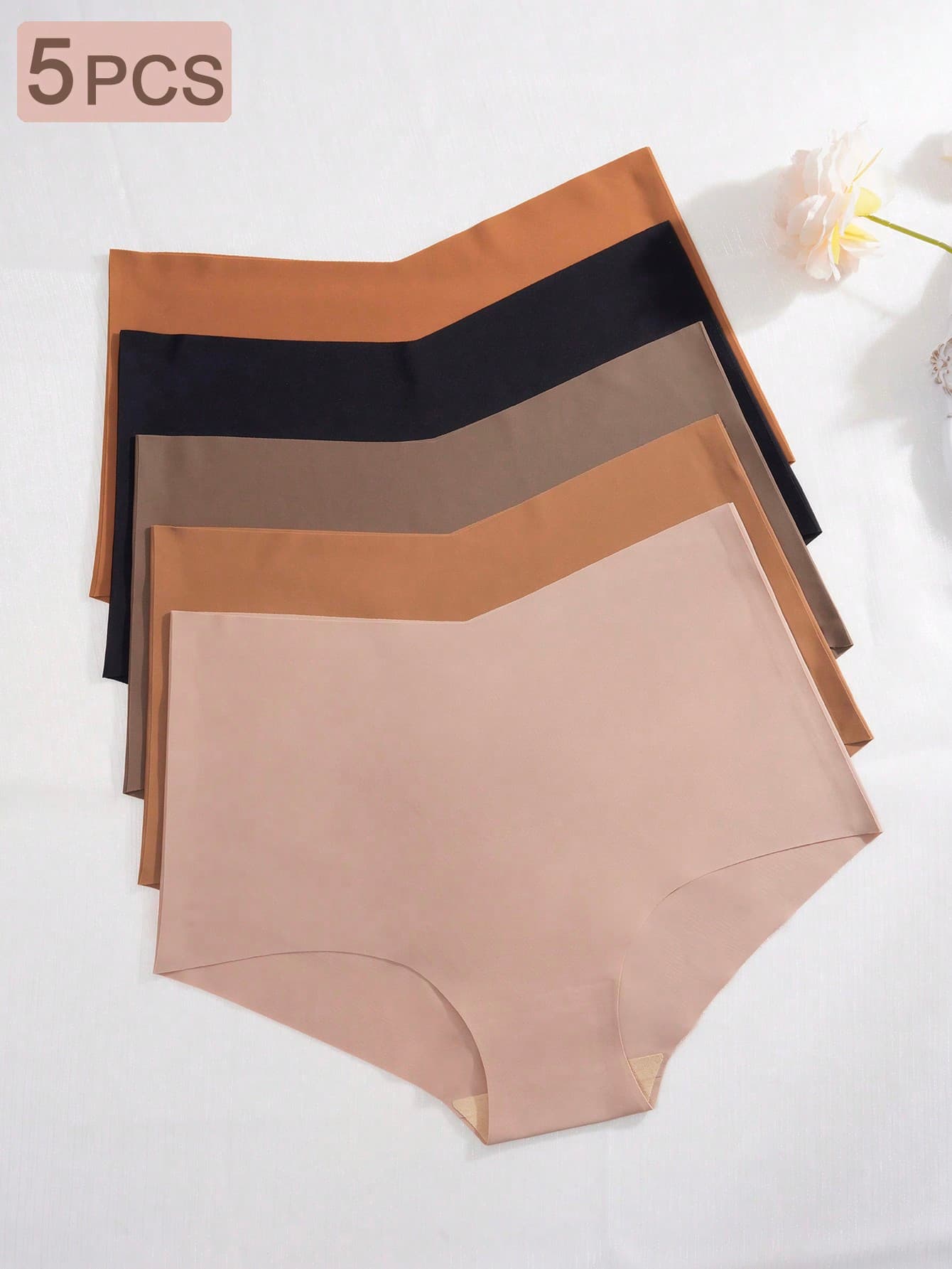 5pcs/Pack Women's Seamless Hipster Panties, Comfortable High Waist Briefs, Skin-Friendly Fit