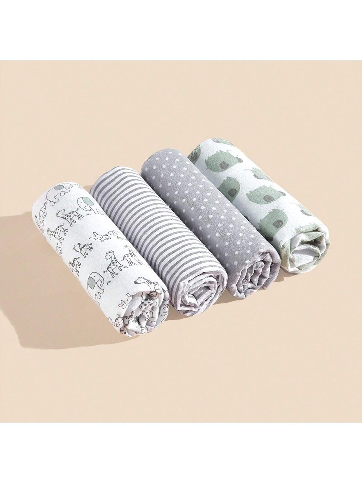 4pcs Unisex Baby Swaddle Blanket Set, Minimalist Design, Perfect For Valentine's Day