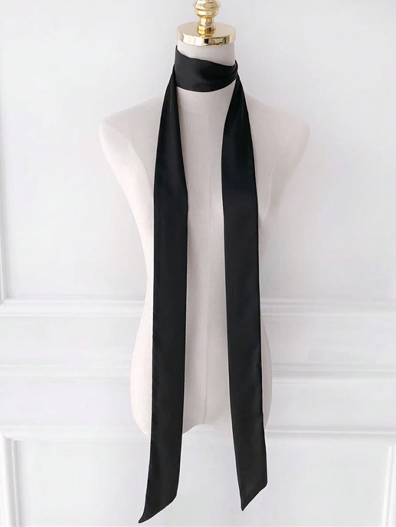 1PC Women High Quality Extra Long Solid Color Ribbon Scarf Silk Satin Tie Bag Handbag Handle Ribbon Scarf Hair Head Band Neck Scarf Neckerchief Gifts Black Red Green Navy White Pink Coffee Khaki Bandana