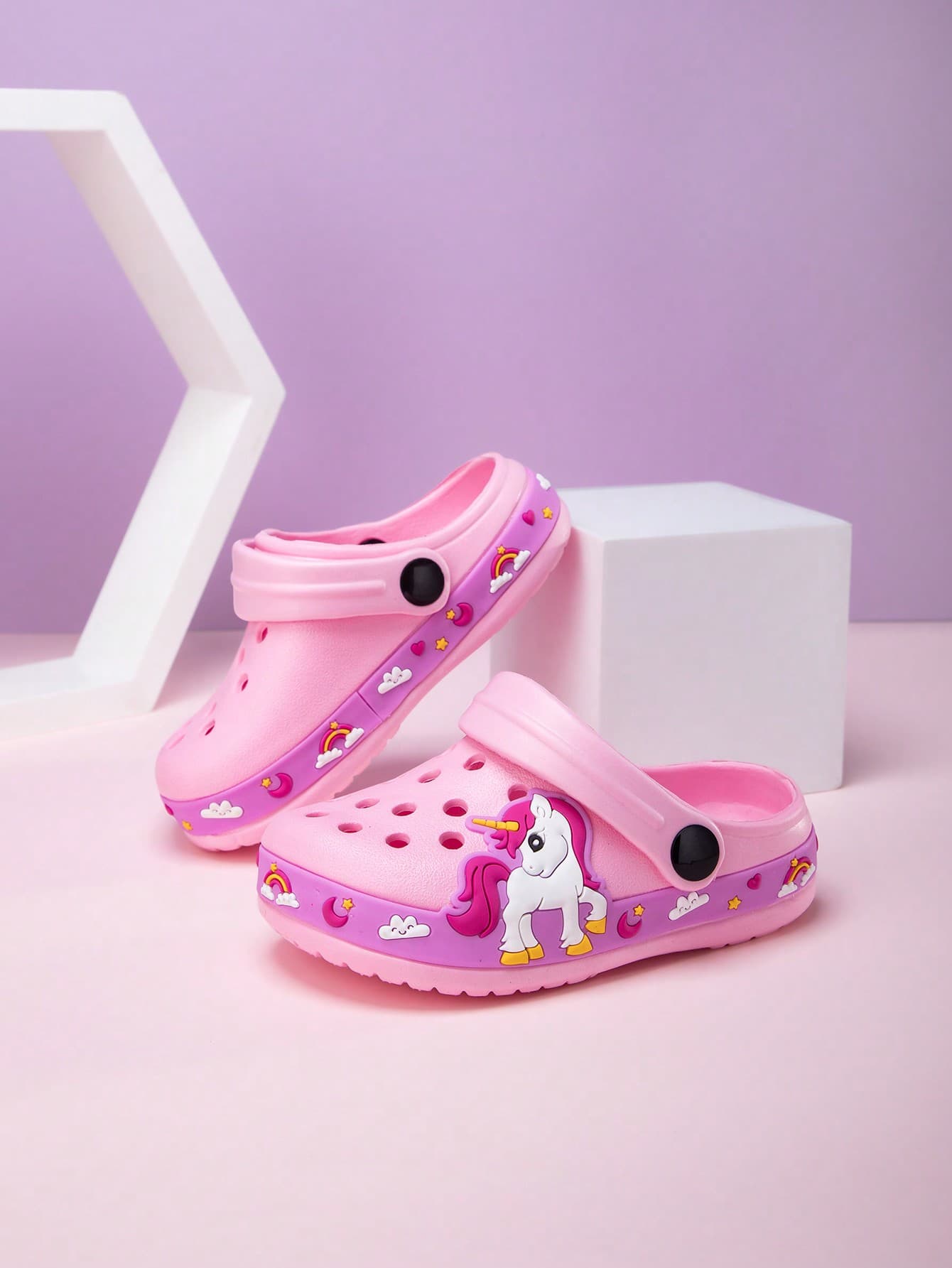 Children Four Seasons Unicorn Leisure Fashion Thick-Soled Slippers Non-Slip Outdoor Sandals Closed-Toe Breathable Beach Shoes With Holes