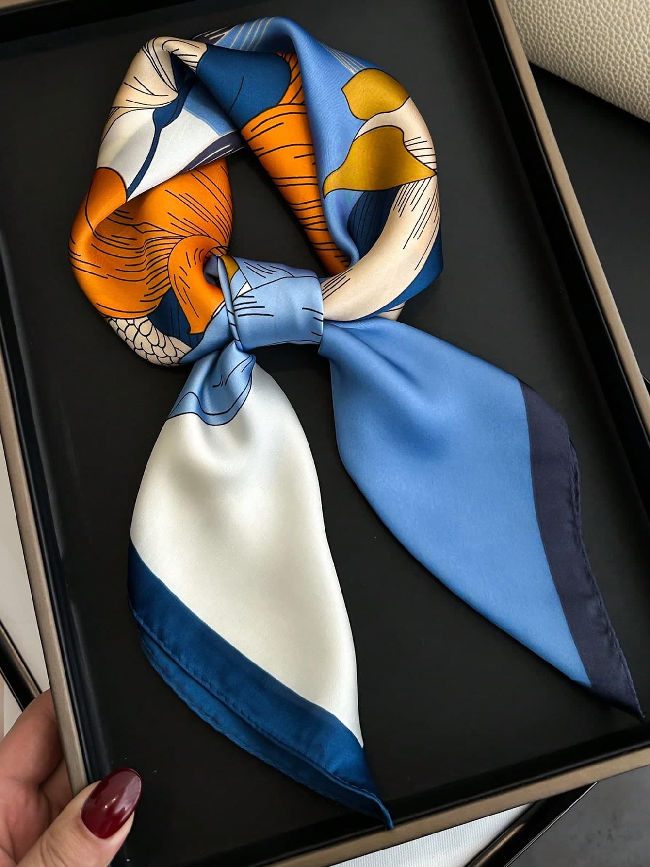 1pc Women's Printed Scarf For Spring/Summer, Color-Matched, Lightweight And Elegant For Neck, Can Be Used As Headband