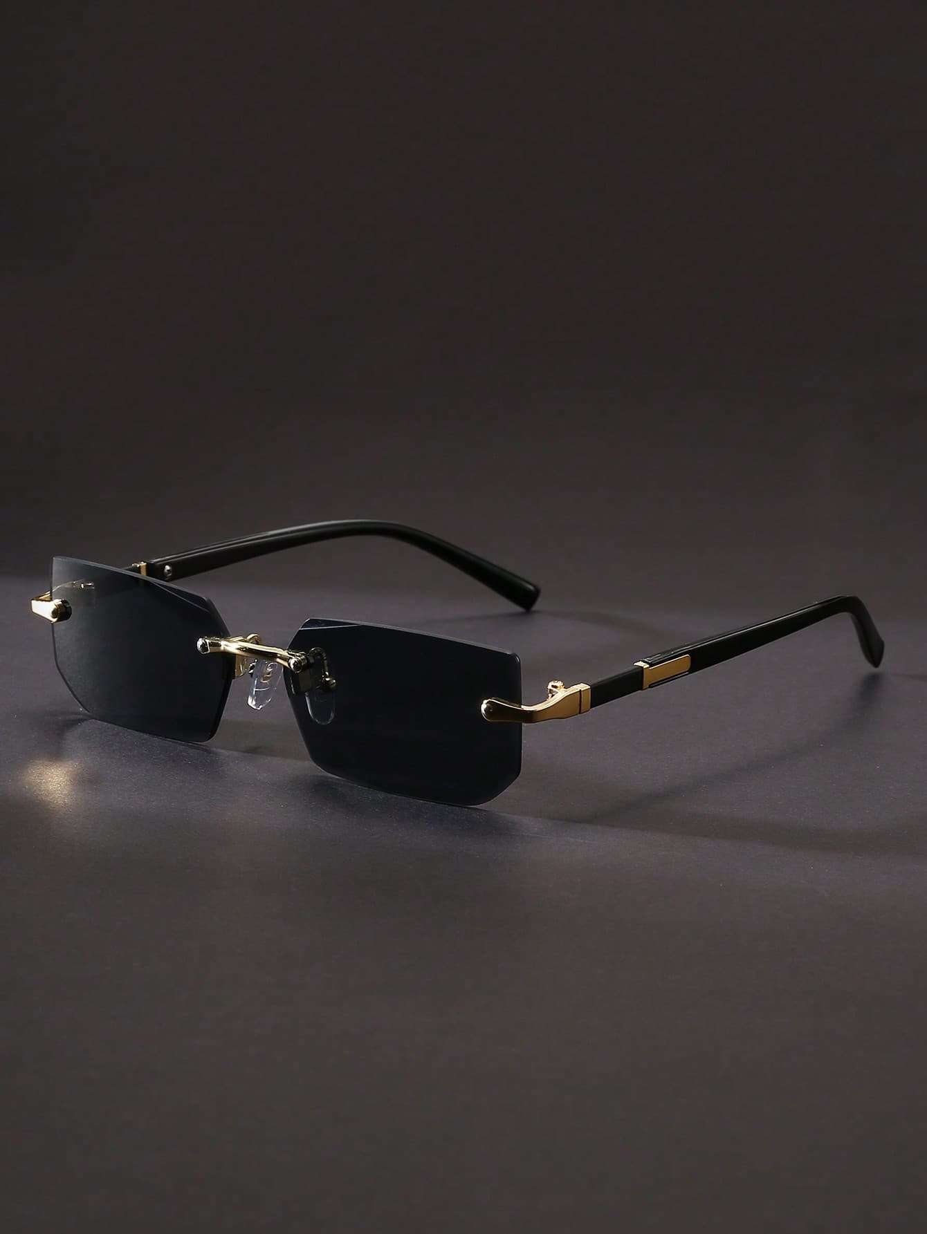 1 Pair Black Ultra-Thin Rimless Y2K Fashion Glasses, Suitable For Summer Beach, Driving And Other Occasions, Ideal Accessory For Beach Casual, Street Style, Perfect Choice To Match With Sweaters, Jackets, Hoodies For Outdoor Activities And Travel