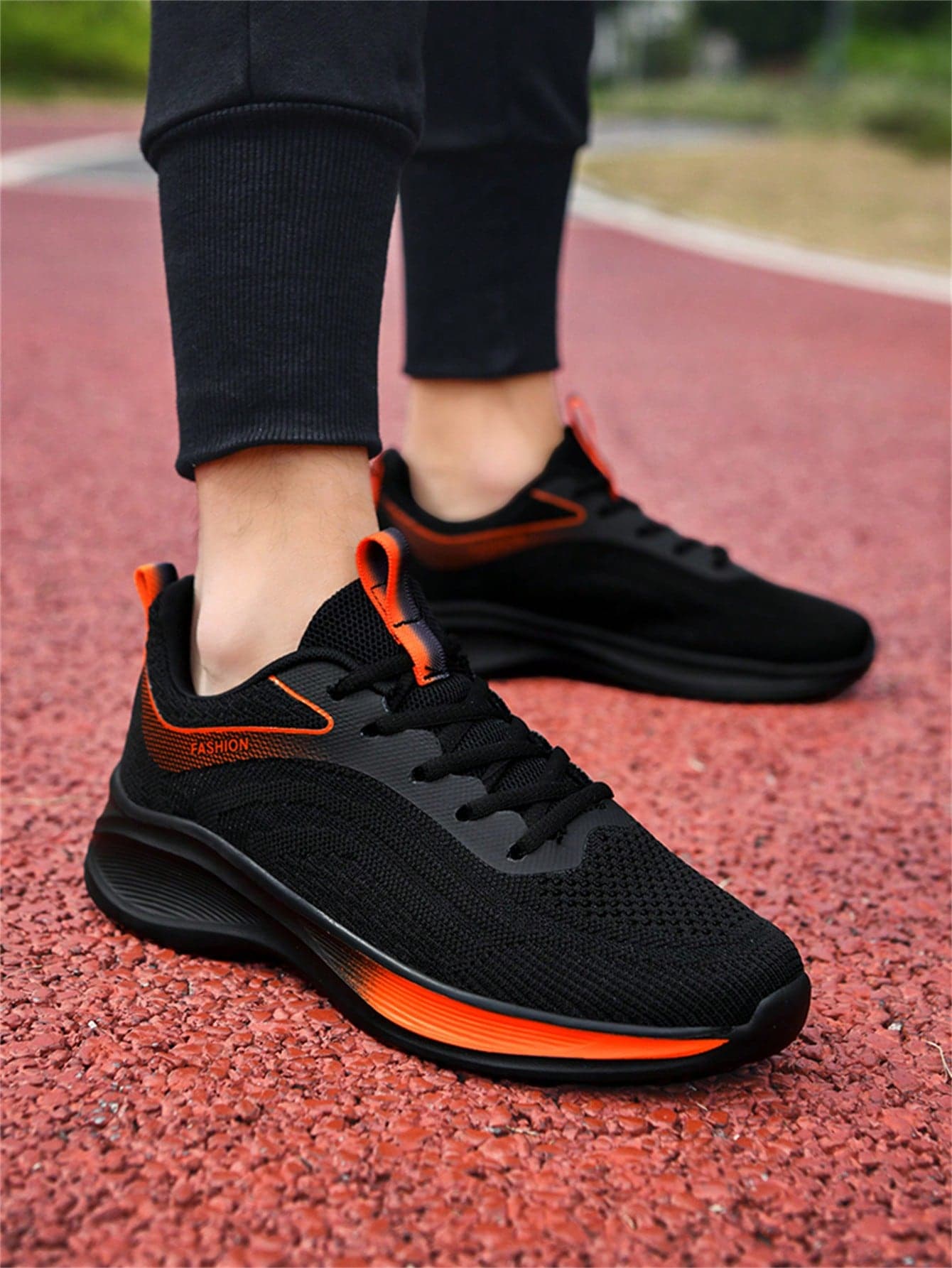 Men's Autumn Sports Shoes, Black Knit Mesh Breathable Soft Bottom Lightweight Outdoor Fitness Casual Running Sneakers