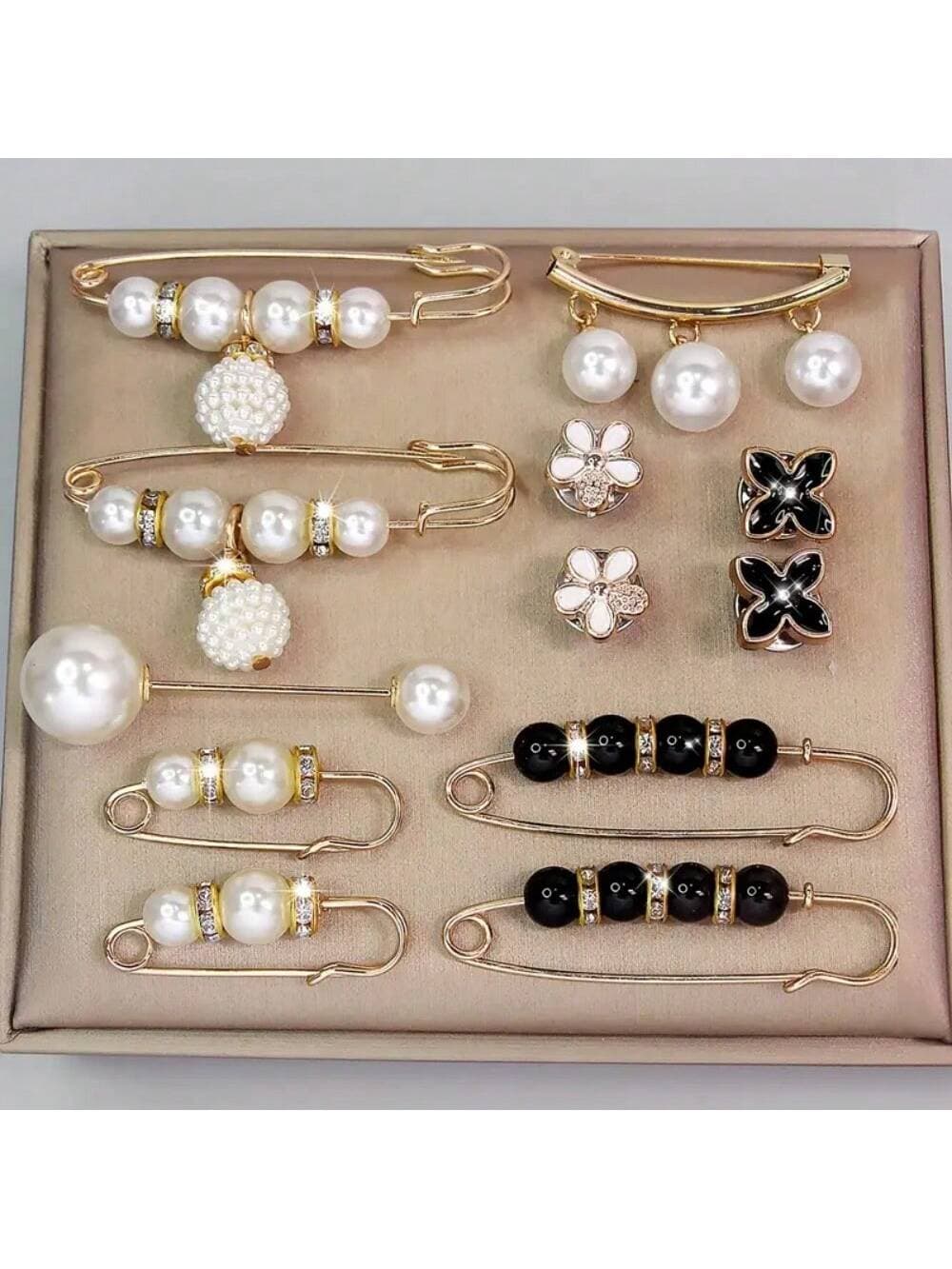 12pcs Waist Clip Brooches For Fixing, Preventing Exposure On Low-Cut Dress And Decorative For Coat, Cardigan, Sweater