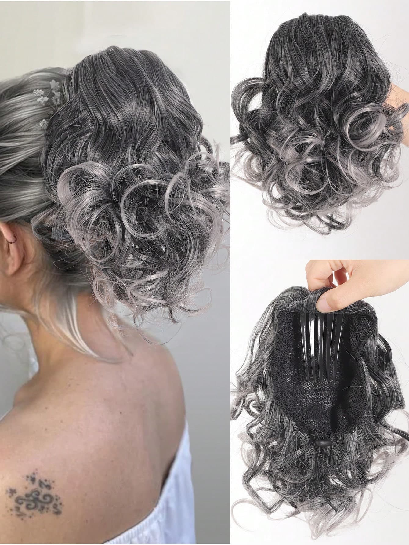 Synthetic Hair Bun Hairpiece Fully Short Ponytail Chignon With Comb Clip Bun Updo Drawstring Bun Synthetic Highlight Hair Pieces Extension For Women