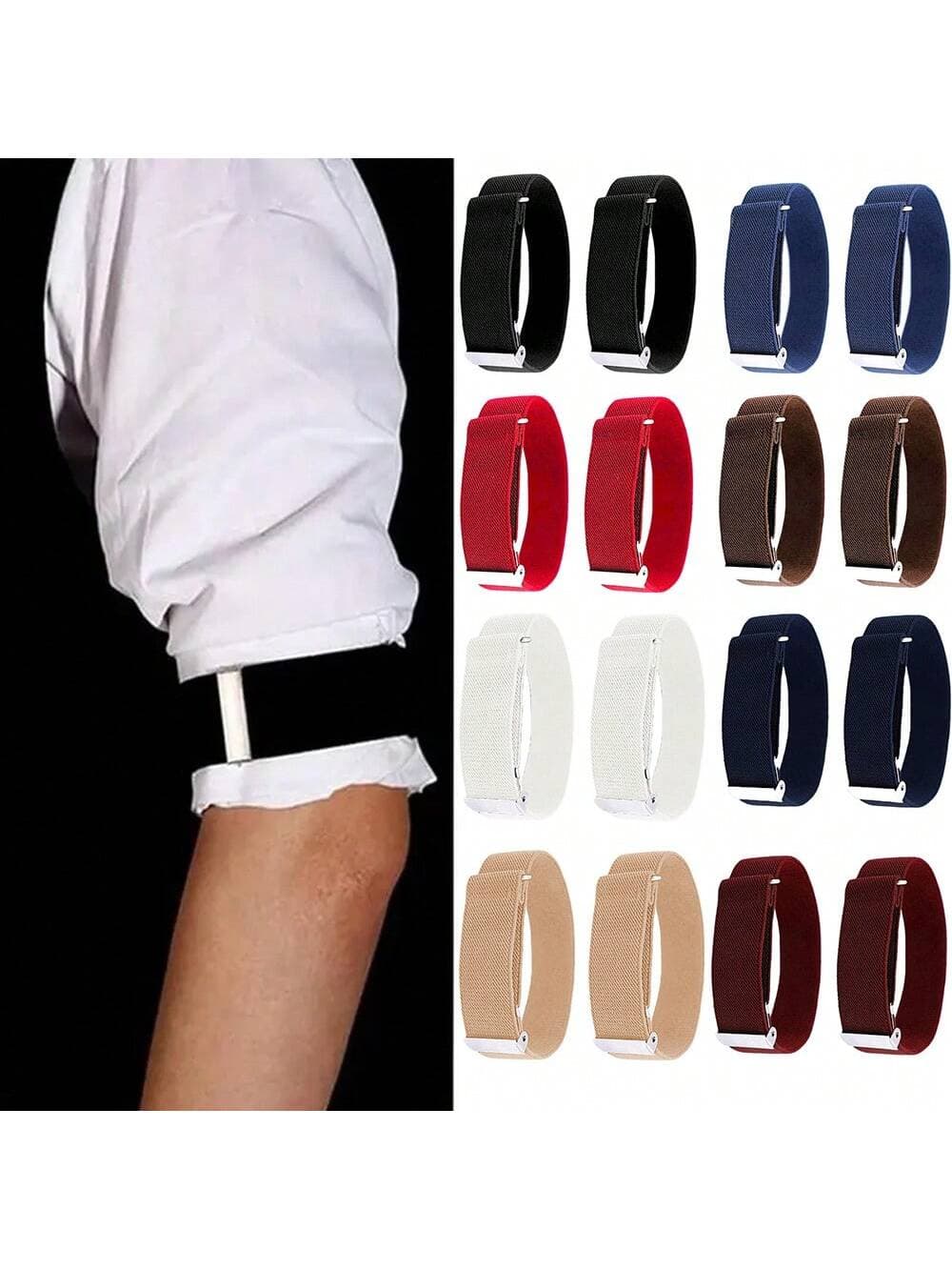2pcs /4pcs Elastic Adjustable Armbands Sleeve Bands Anti-Slip Shirt Sleeve Holders Hold Up Sleeve Garters Elastic Armbands