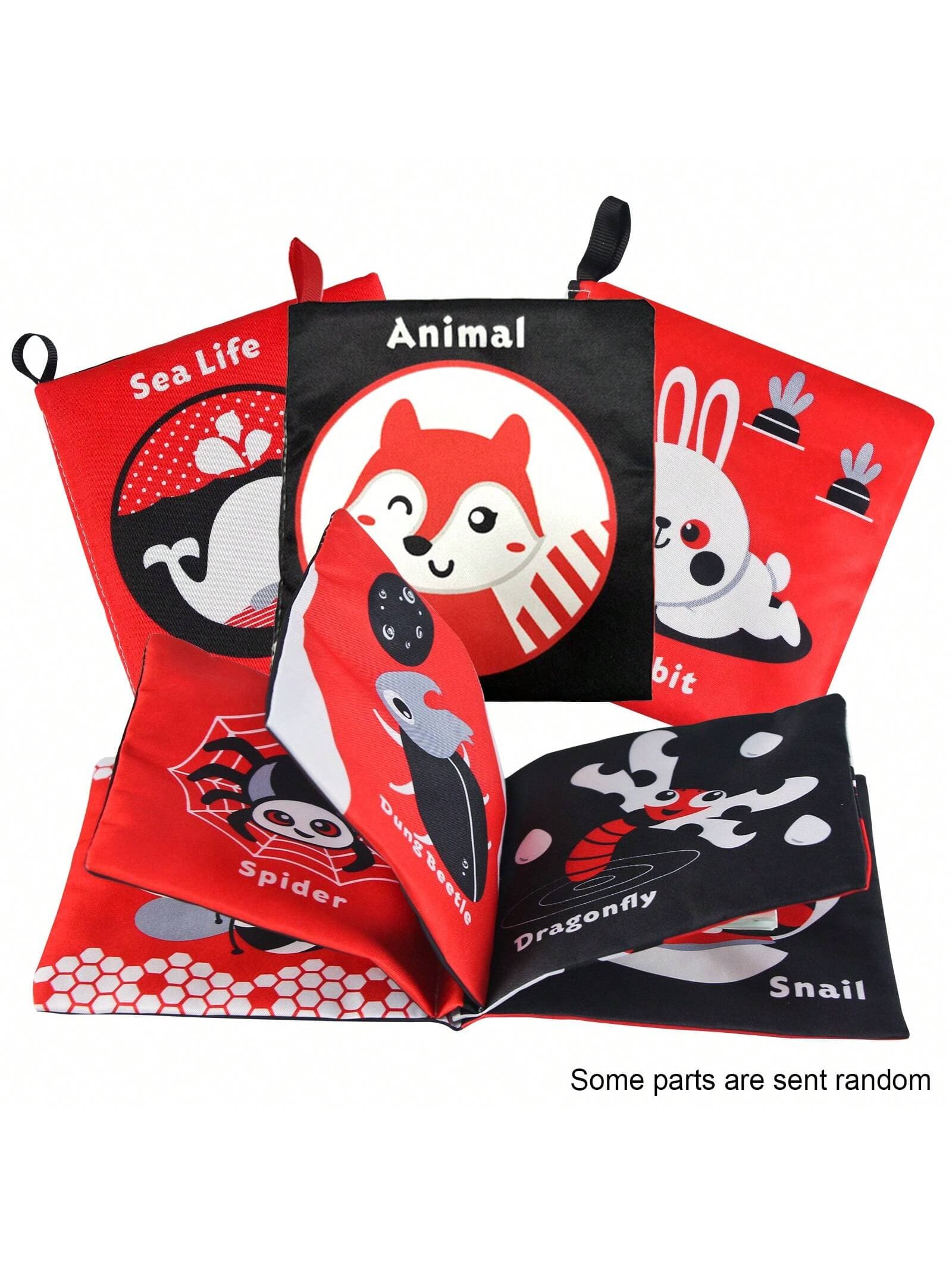 1pc High Contrast Baby Cloth Book, Animal & Insect Cognition Soft Book, Infant Crib Toy, Early Education Toy