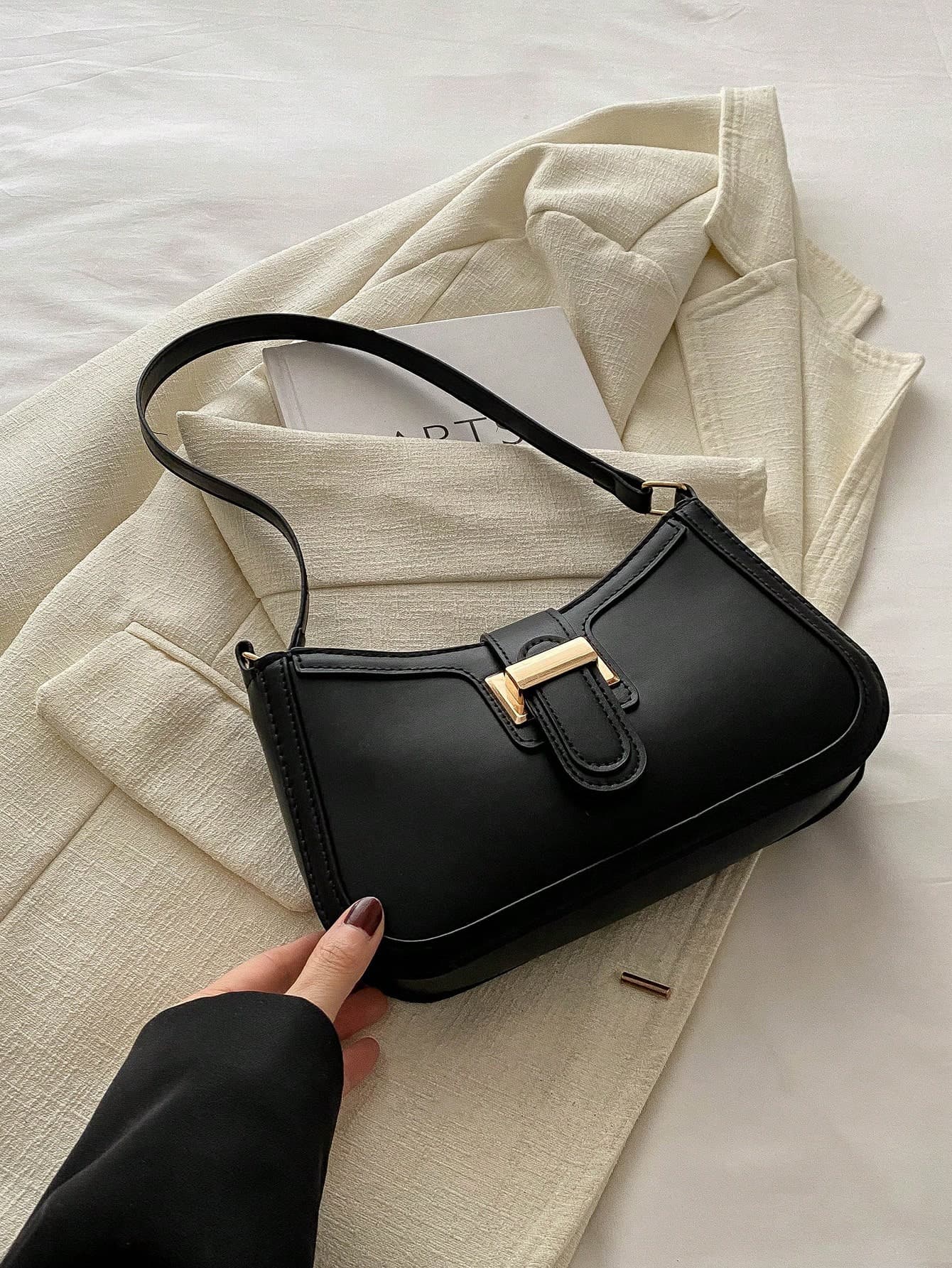 Elegant Crescent Underarm Shoulder Bag, Fashionable Casual Style, Solid Color Underarm Bag, Tready Crescent-Shaped Women Bag