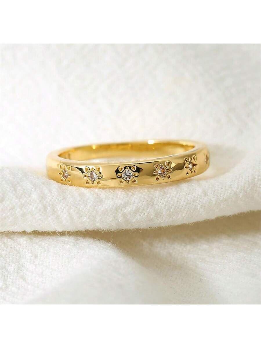 1pc Fashionable Minimalist Stackable Copper Ring, Perfect For Women Wedding Engagement Party Jewelry Gift