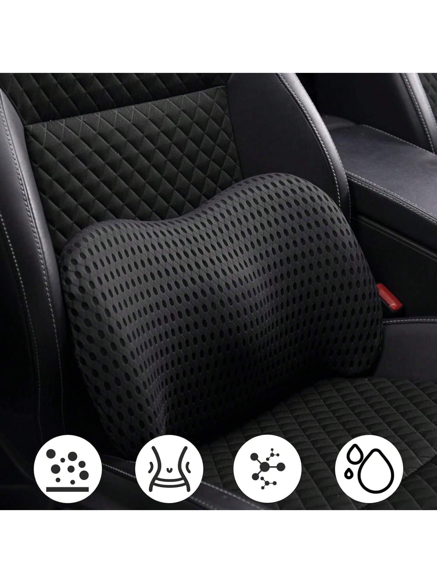 Memory Foam Lumbar Support Pillow With Adjustable Strap To Relieve Lower Back Pain, For Bed, Office Chair, Gaming Chair, Recliner (Black)