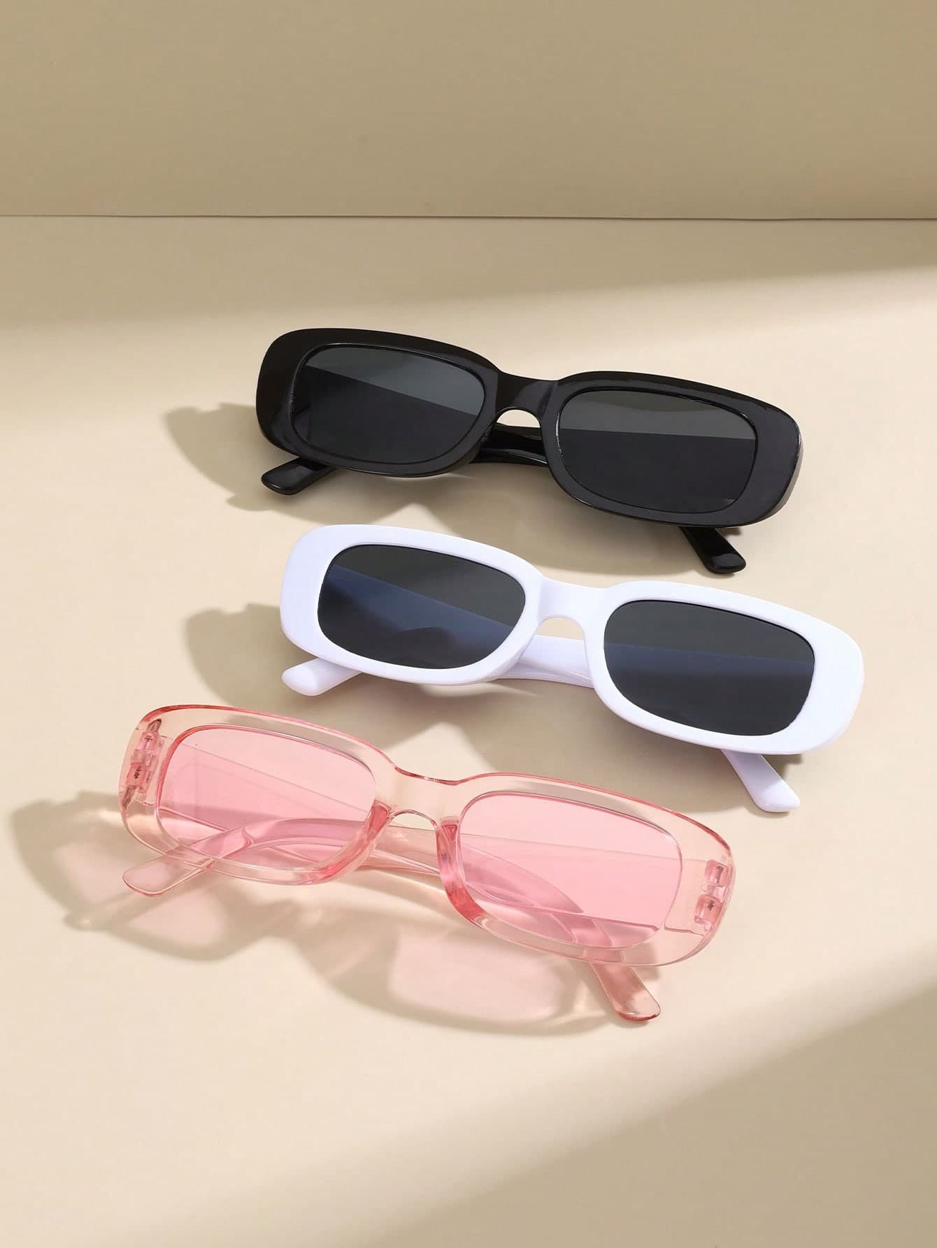 3pcs Women's Square Personalized Eyeglasses, Luxury Fashion Beach Eyeglasses, Multi-Color Optional, Very Suitable For Daily Life, Beach Vacation, Outdoor Travel Decor For Summer Beach Vacation,Outdoor,Travel
