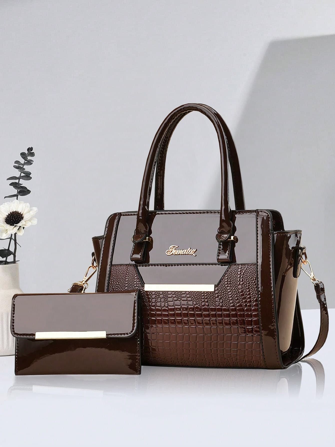 PLANEE 2 Pieces/Set Stylish Top Handle Shoulder Bag, Elegant Large Capacity Shoulder Bag