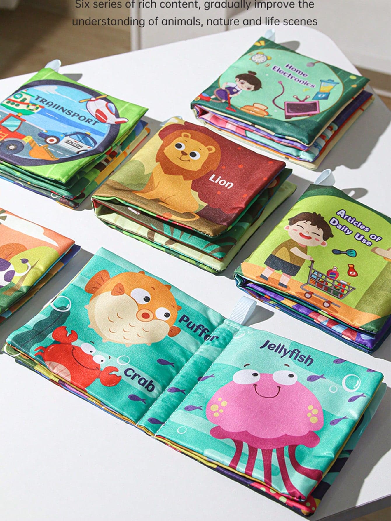 1set 4pges Baby Books Toys, Touch And Feel Crinkle Cloth Books For Babies, Infants & Toddler, Montessori For Babies ,Early Development Interactive Car & Stroller Soft Toys For Boys & Girls