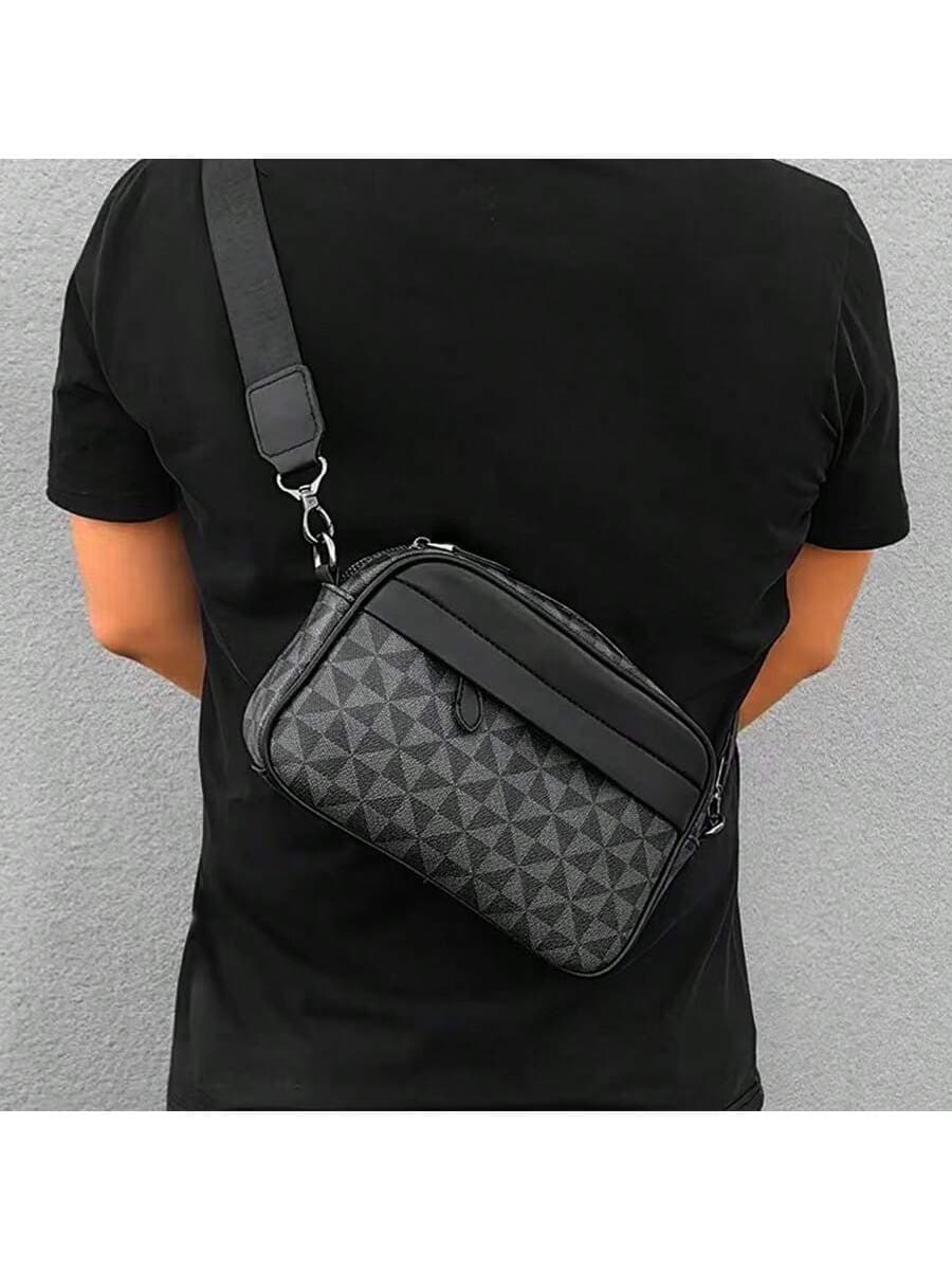 1pc Men's Casual Shoulder Bag, Square Small Crossbody Bag, PU Leather, Waterproof, Multifunctional, Casual, Business, College Style, Sports Casual, Messenger Bag, Handbag, Waist Bag, Christmas Gift, Travel Essential, Retro Bag, Valentine's Day, Holiday Essential, Camping Shoulder Bag, Sticker Bag, Winter Back To School, Easter, Tote Bags For University