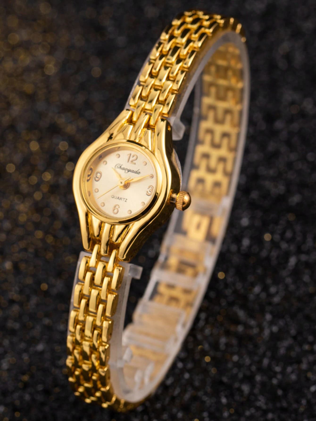 1pc Elegant Petite Women's Watch, Luxury Brand Golden Compact Cute Wristwatch, Ladies Quartz Watch, Mother's Day Gift