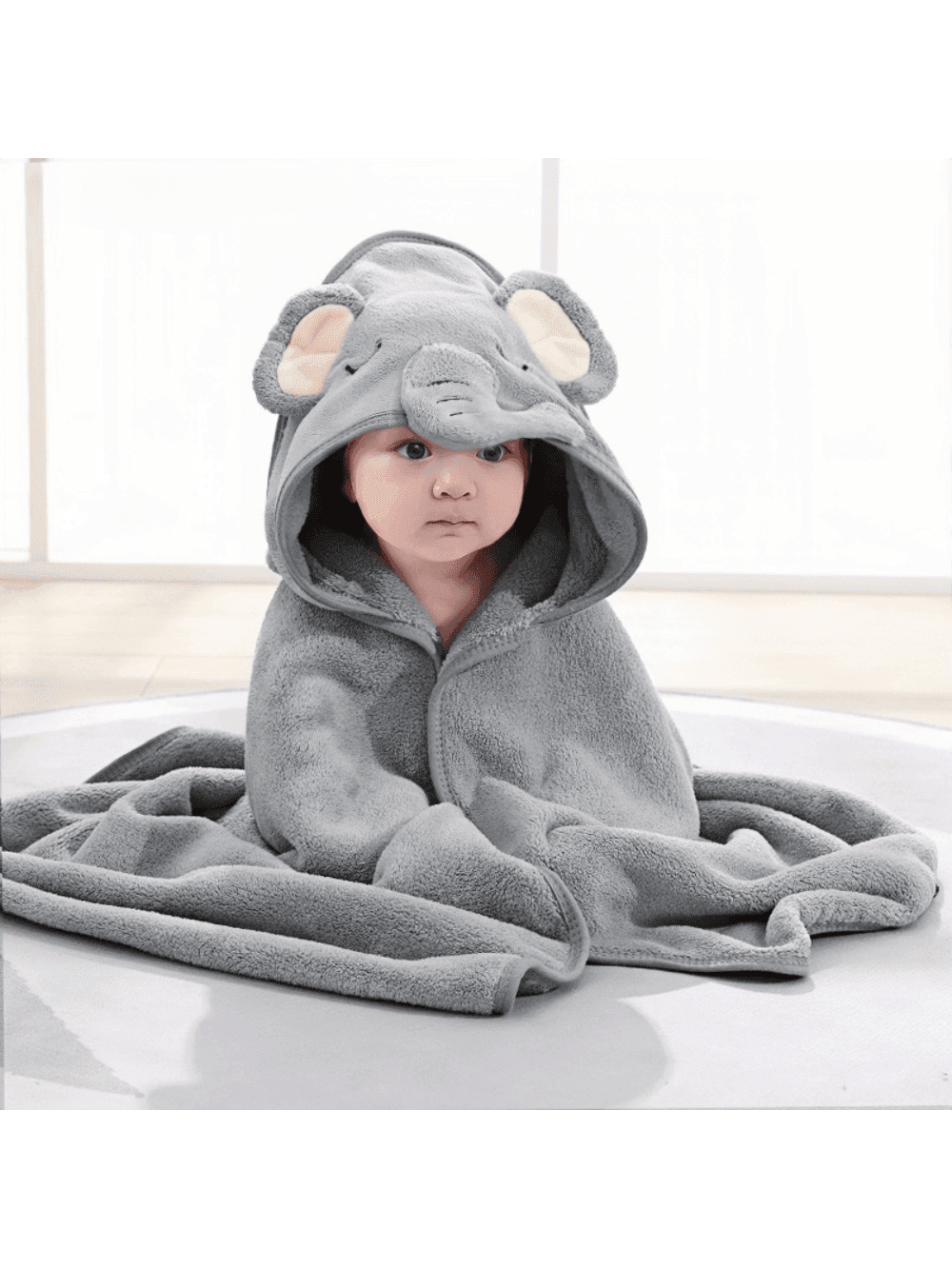 1pc Unisex Baby Animal Face Hooded Bath Towel, Unique Animal Design Super Soft Newborn Bathing Essential Hooded Towel. Coral Fleece Cartoon Hoodie Towel For Kids. Suitable For All Seasons.