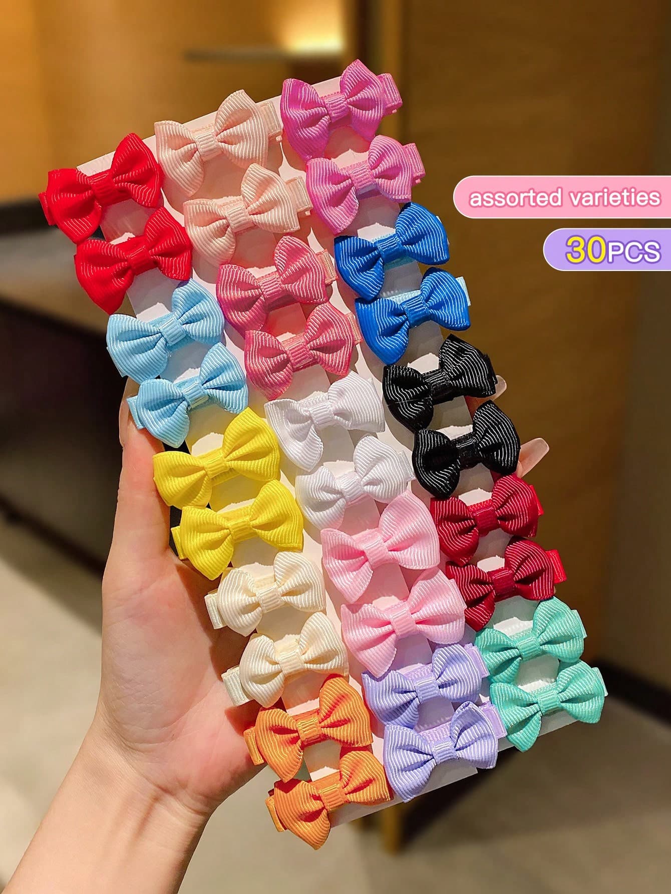 30pcs Random Color Fabric Bowknot Hair Clips, Cute & Sweet Hair Accessories Suitable For Daily Use