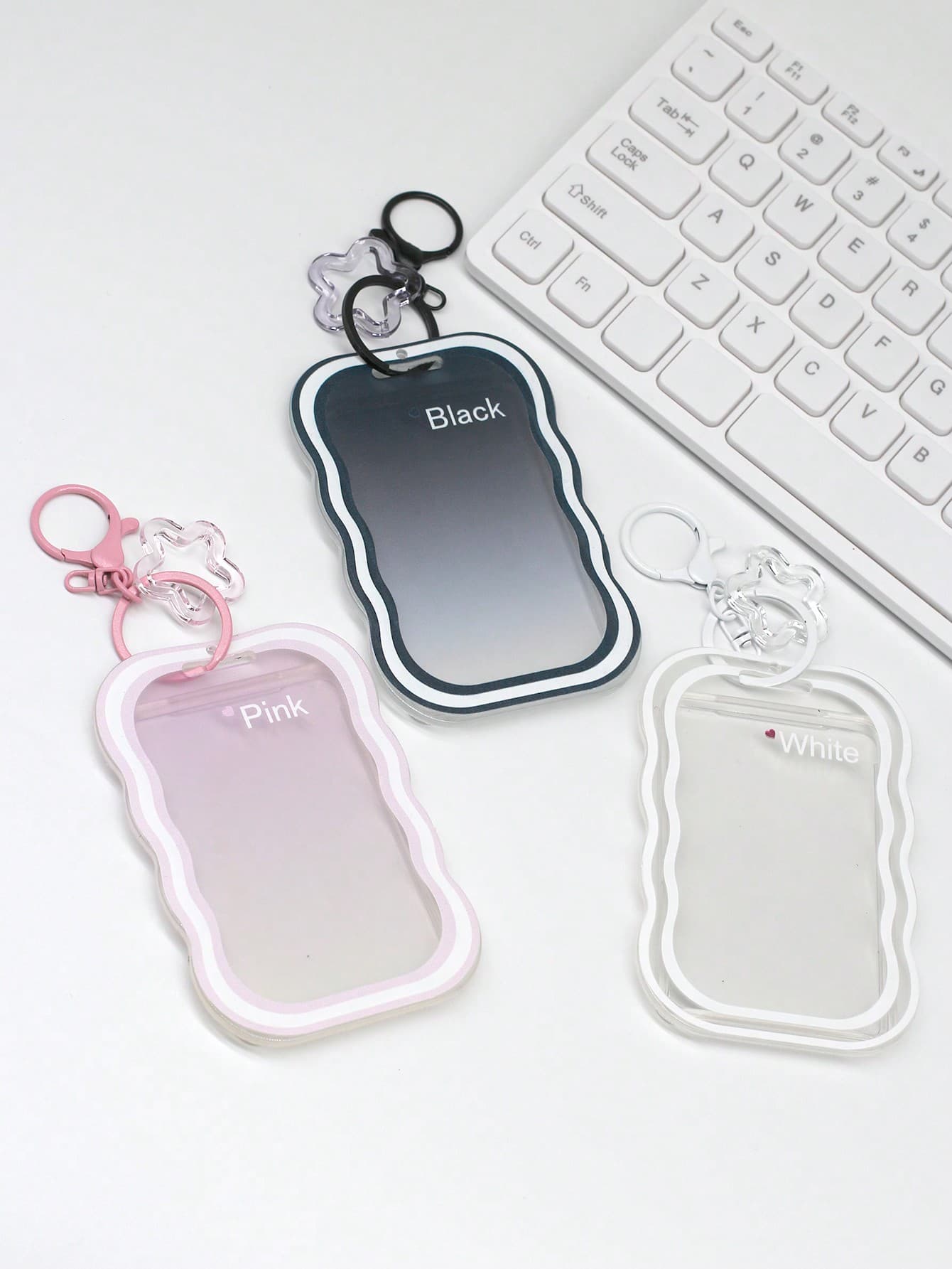 1pc Creative Wave Sliding Card Holder, Transparent Card Sleeve For Campus Access & Transportation Cards, Cute Keychain, Subway Card & Work Badge Protector Back To School