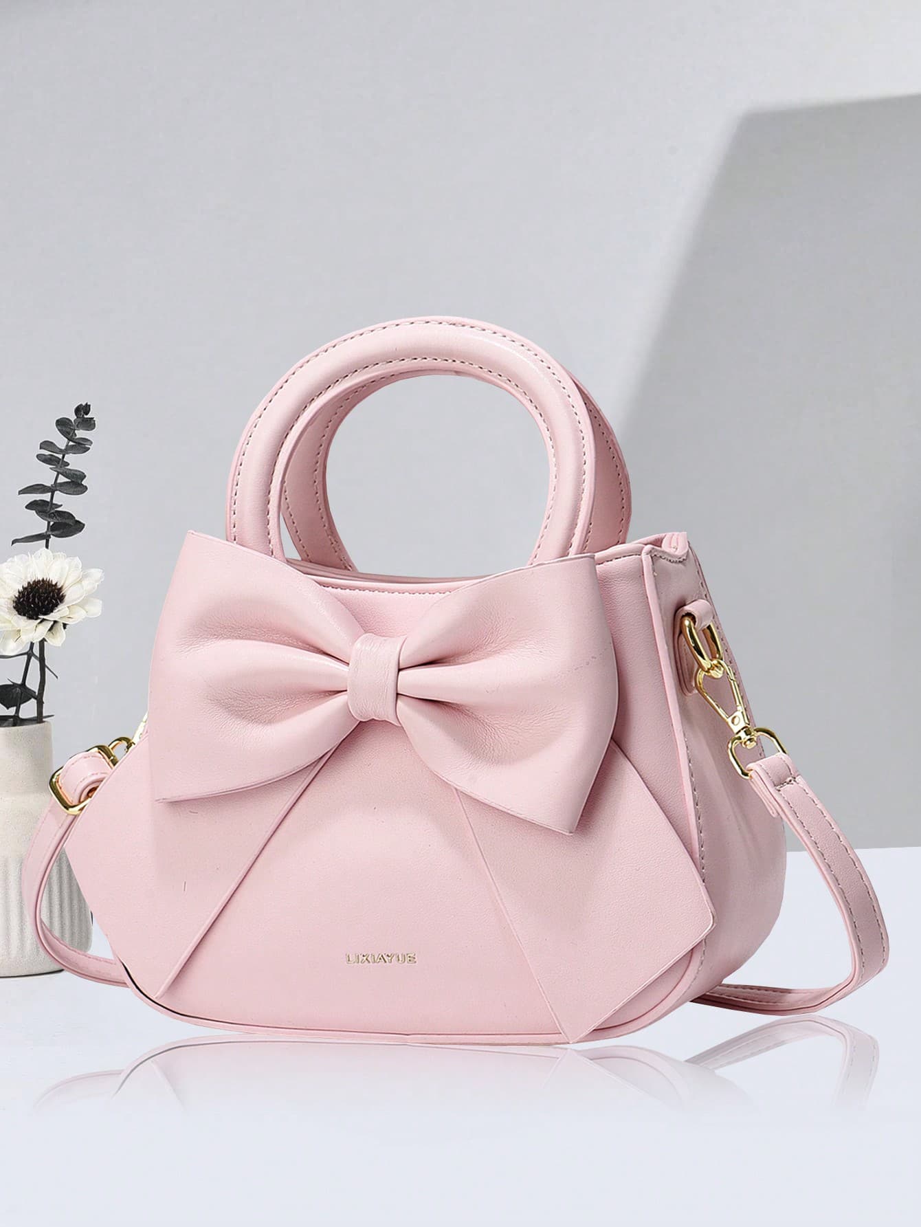 PLANEE Solid Color Women's Tote Bag, Elegant Bow Detail Handbag, Classic Shoulder Bag, Suitable For Students, Teachers, Office Ladies